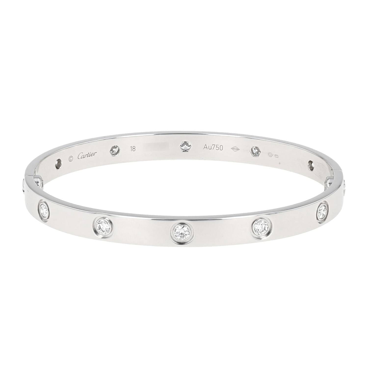 Bracelet Cartier Love 10 diamants en or blanc 18k, 0.96 carat