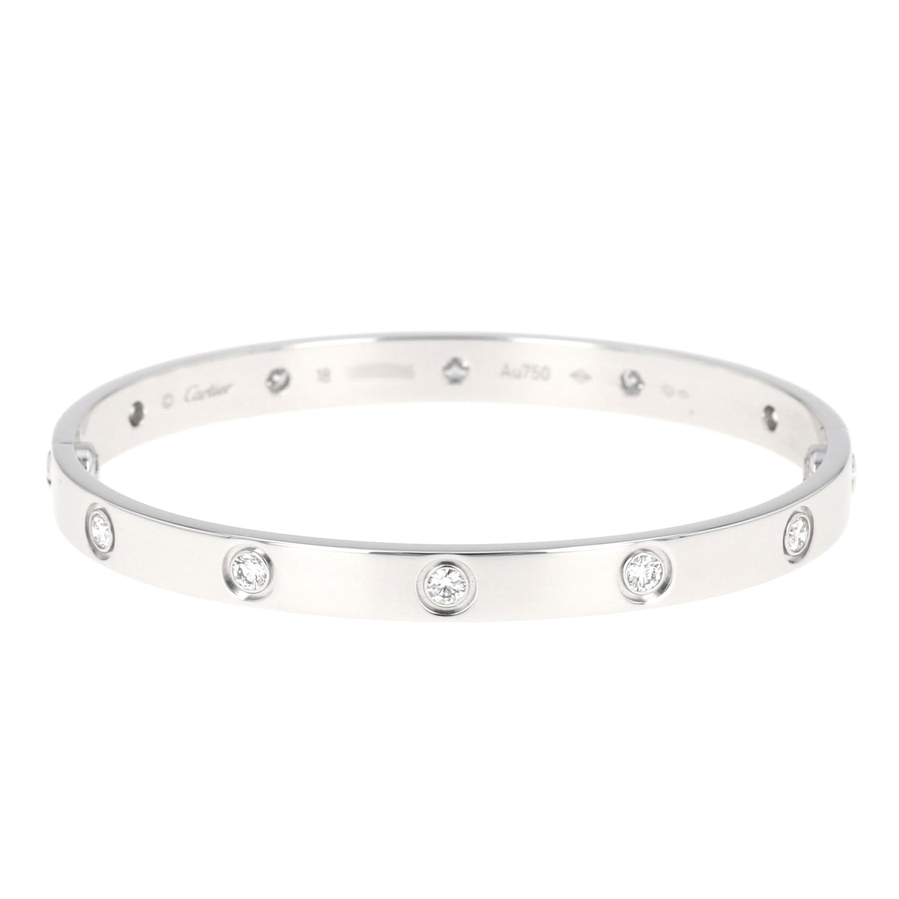 Bracelet Cartier Love 10 diamants en or blanc 18k, 0.96 carat