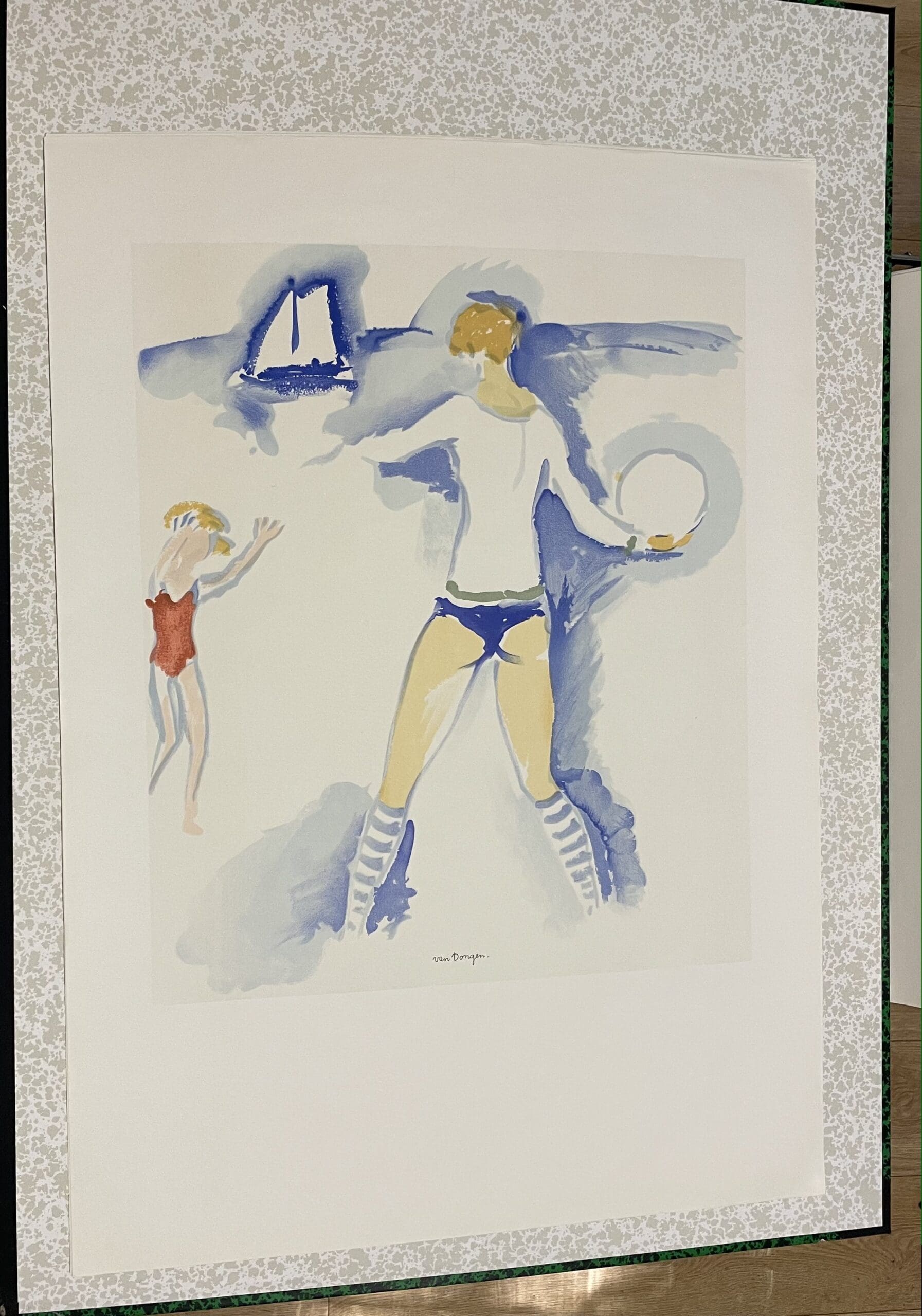 Lithographie originale de Kees Van Dongen – Femme sur la Plage, 1966