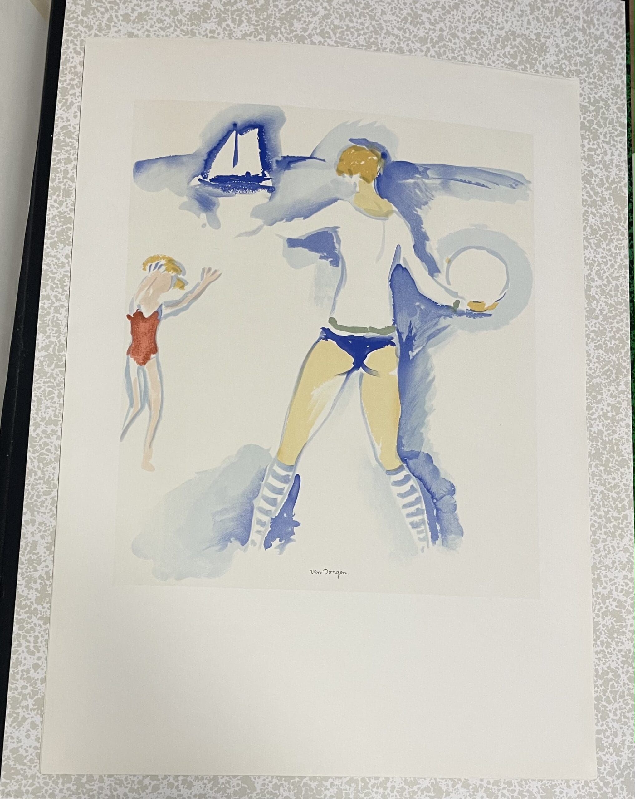 Lithographie originale de Kees Van Dongen – Femme sur la Plage, 1966