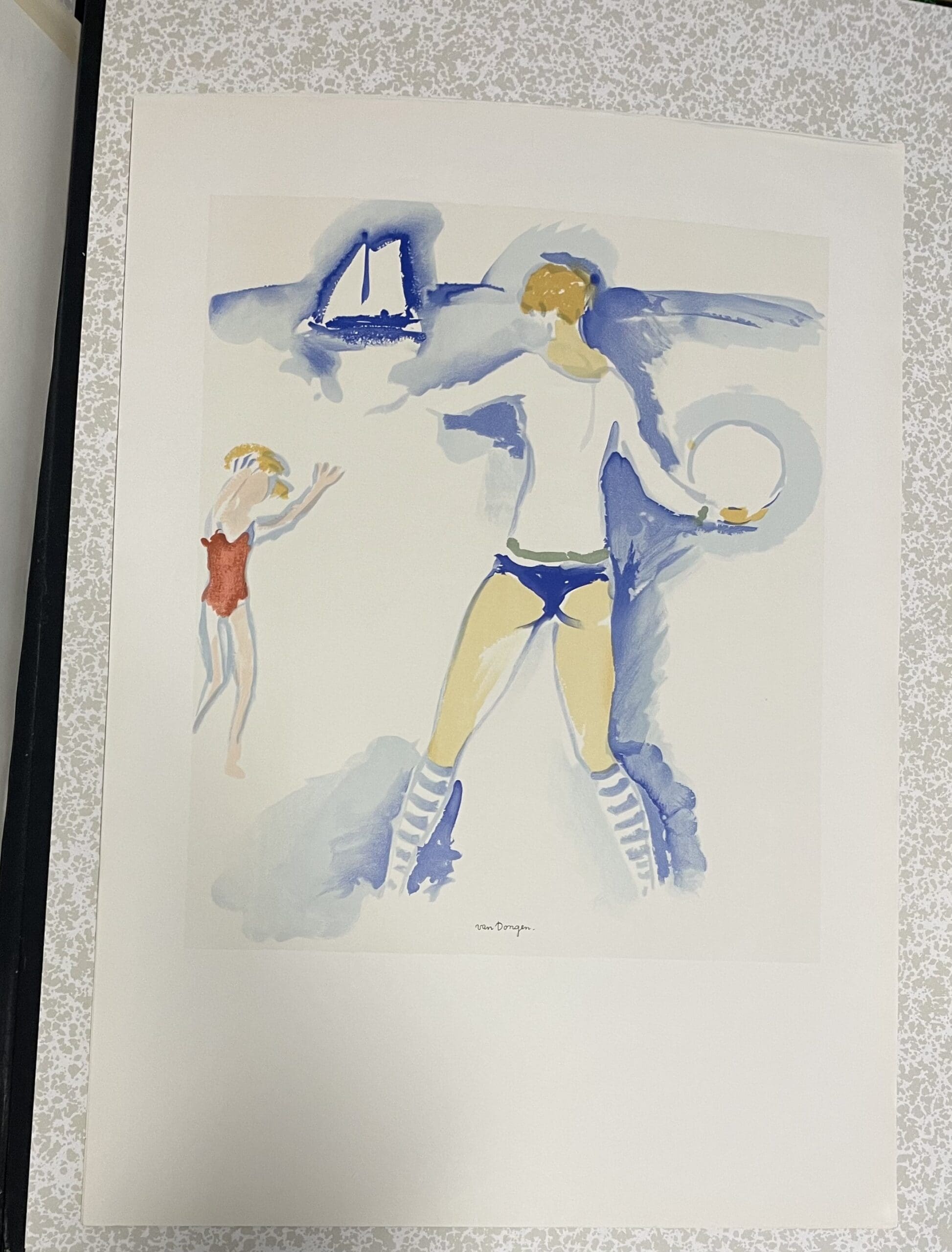 Lithographie originale de Kees Van Dongen – Femme sur la Plage, 1966