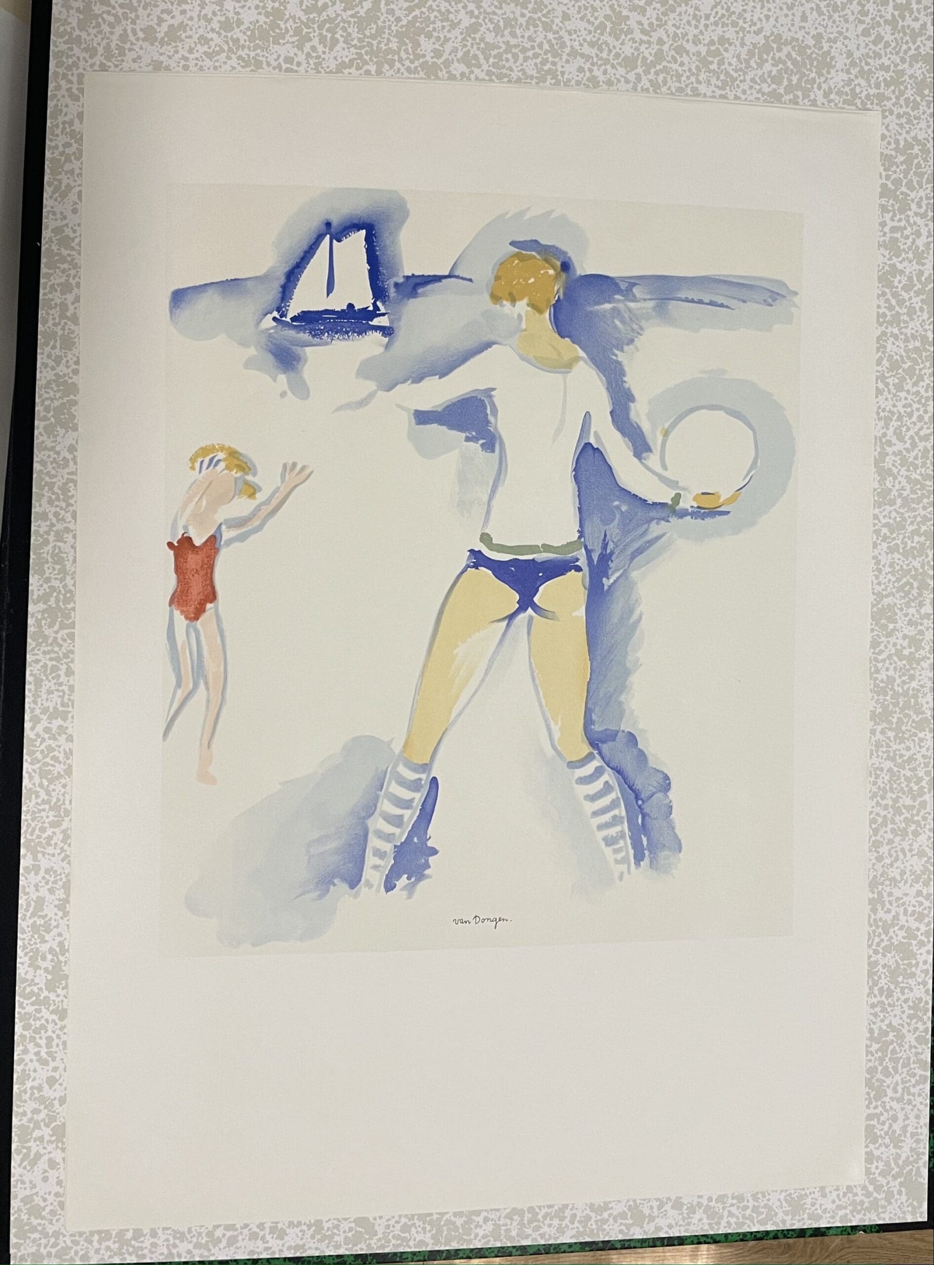 Lithographie originale de Kees Van Dongen – Femme sur la Plage, 1966
