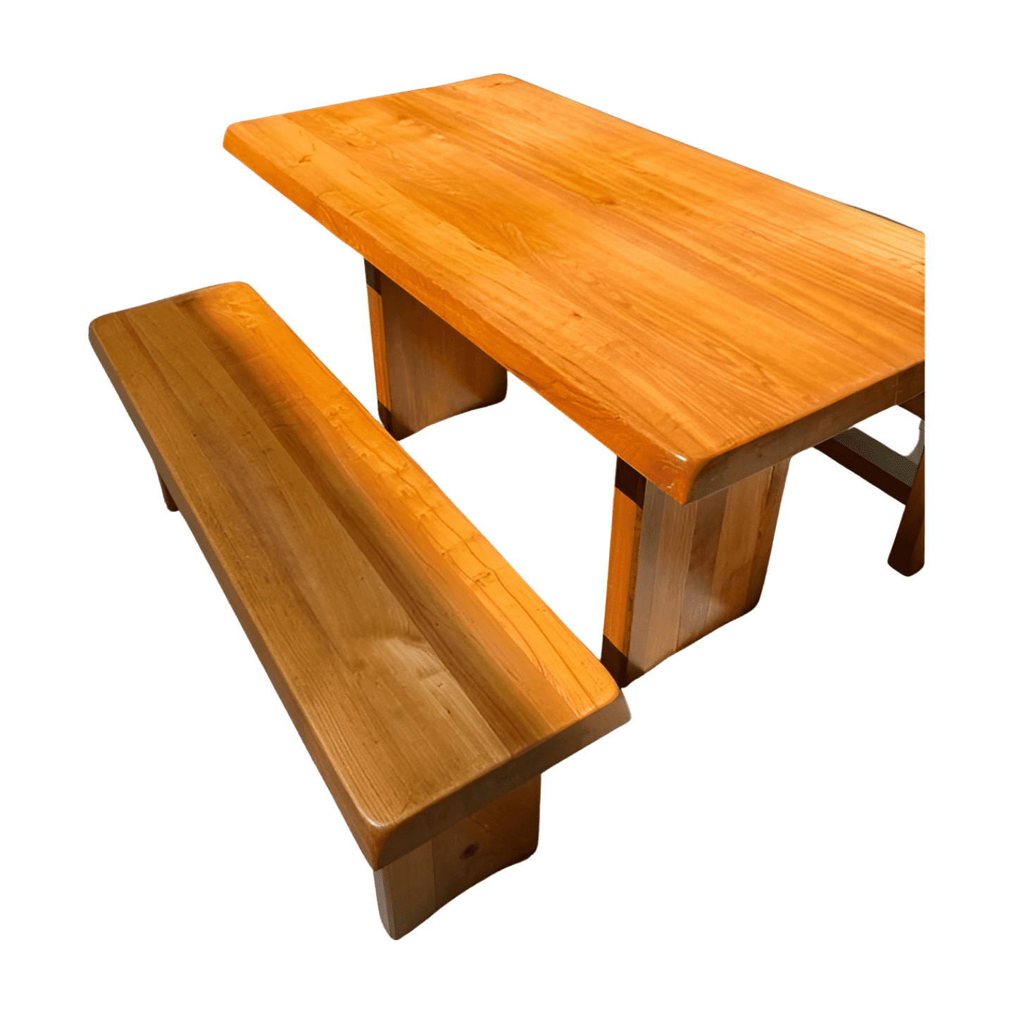 Pierre Chapo – Ensemble de Table et Bancs T14A, Circa 1970