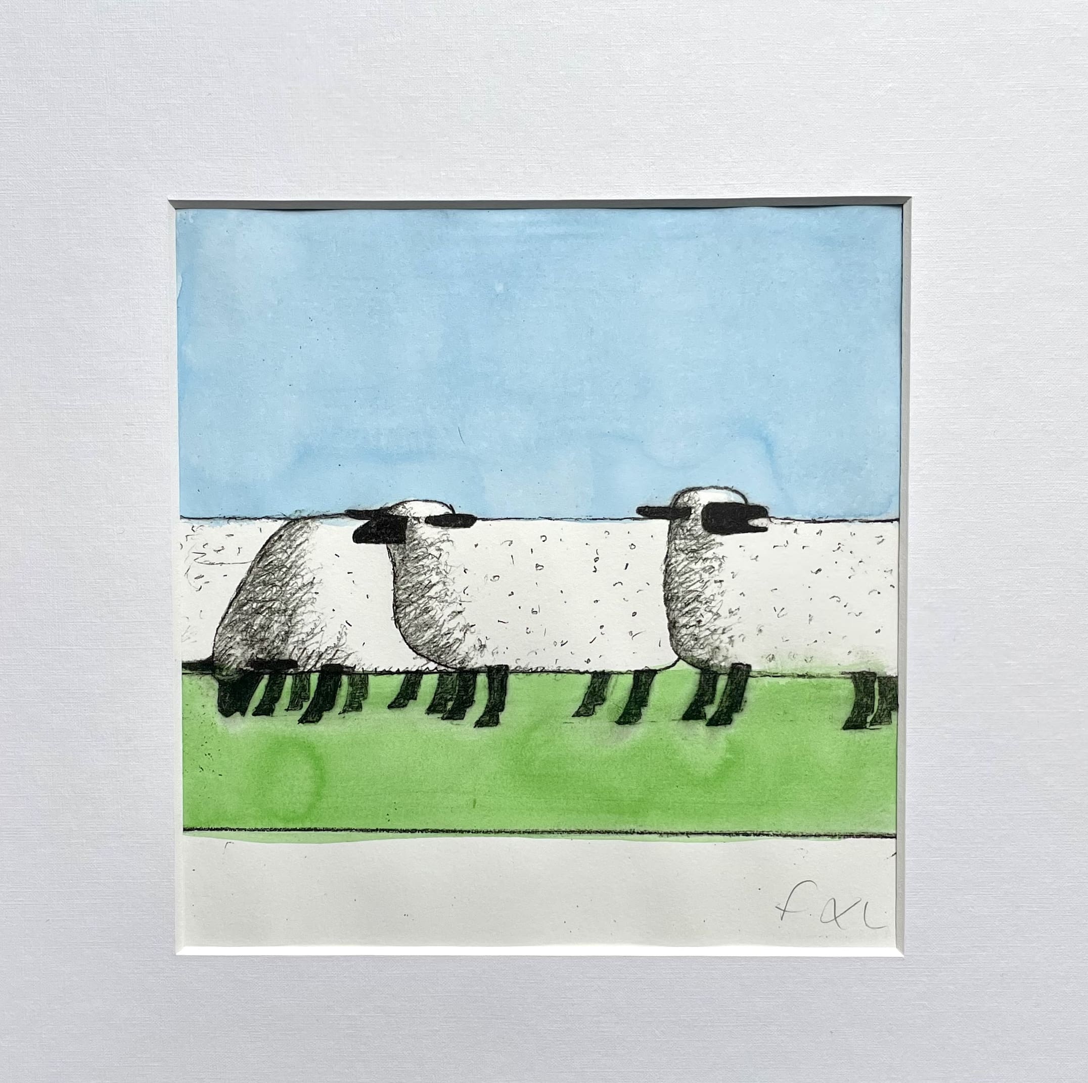Aquarelle Originale : Les Moutons de François-Xavier Lalanne