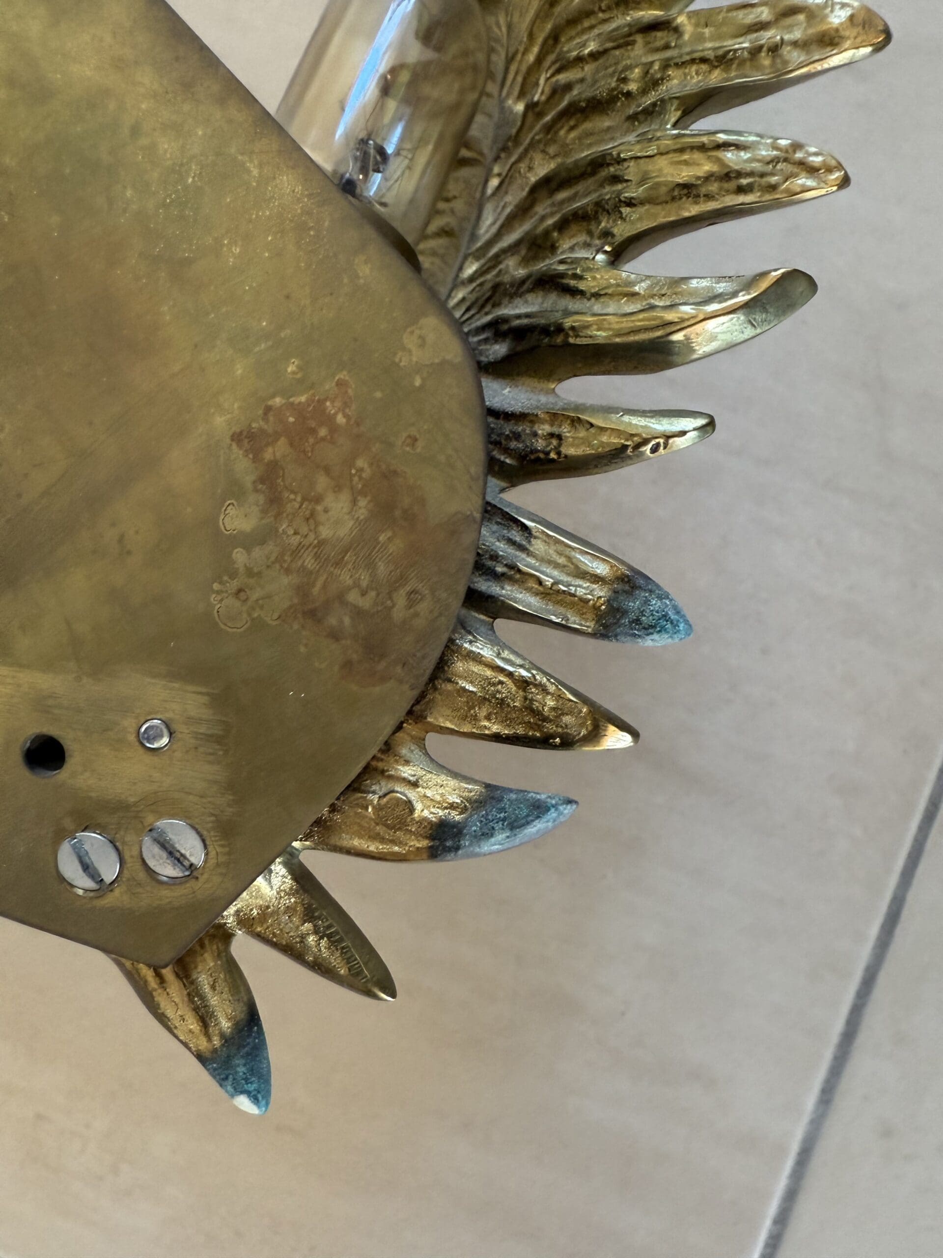 Maison Charles, Applique Fougères en bronze doré, années 1970