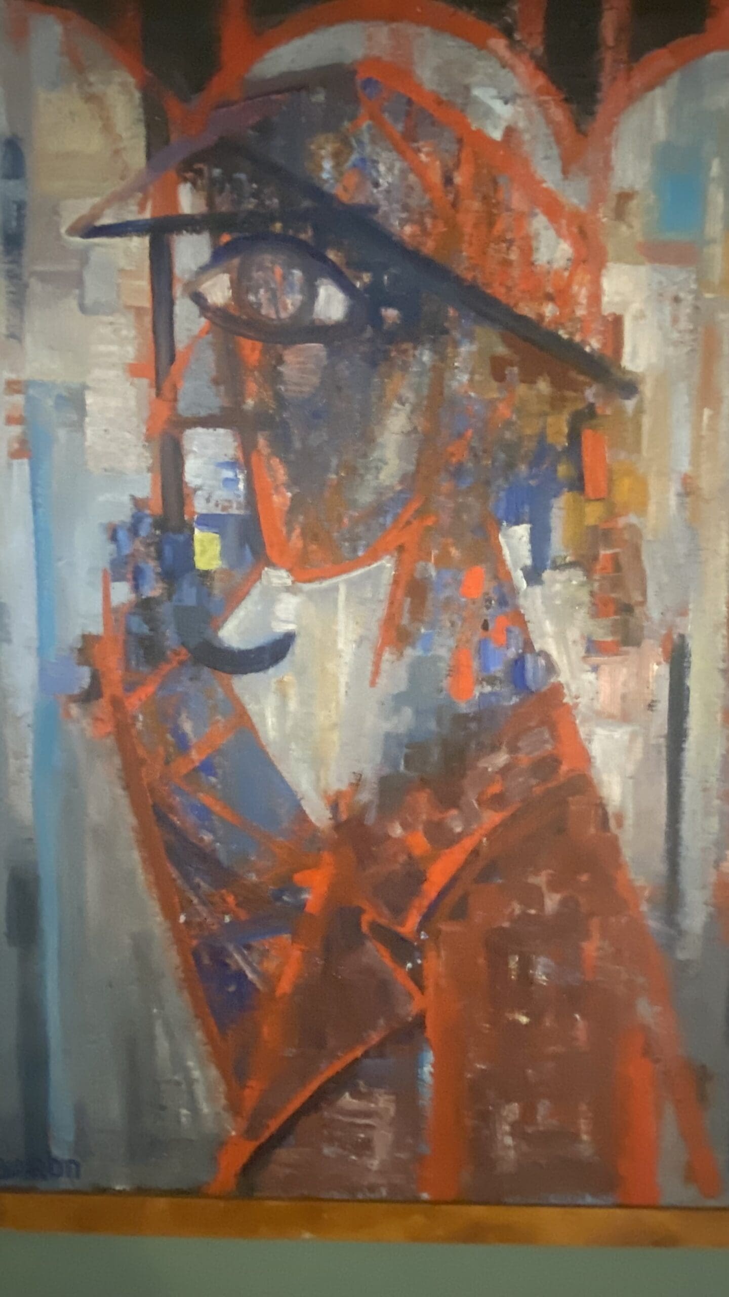 Maïce le Baron (1910-?) « Femme au parapluie » | Huile sur Toile, 1947
