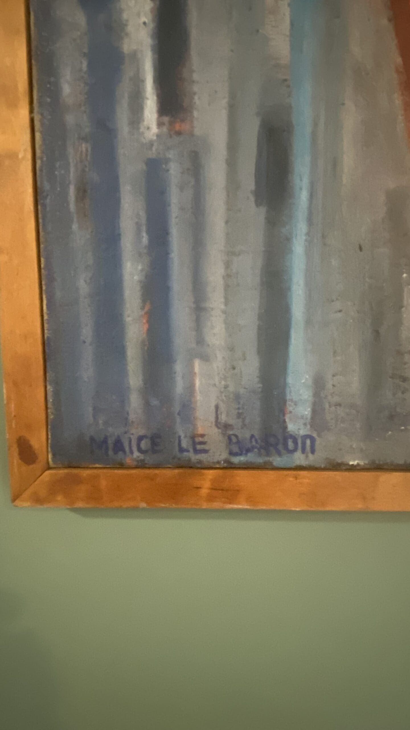 Maïce le Baron (1910-?) « Femme au parapluie » | Huile sur Toile, 1947