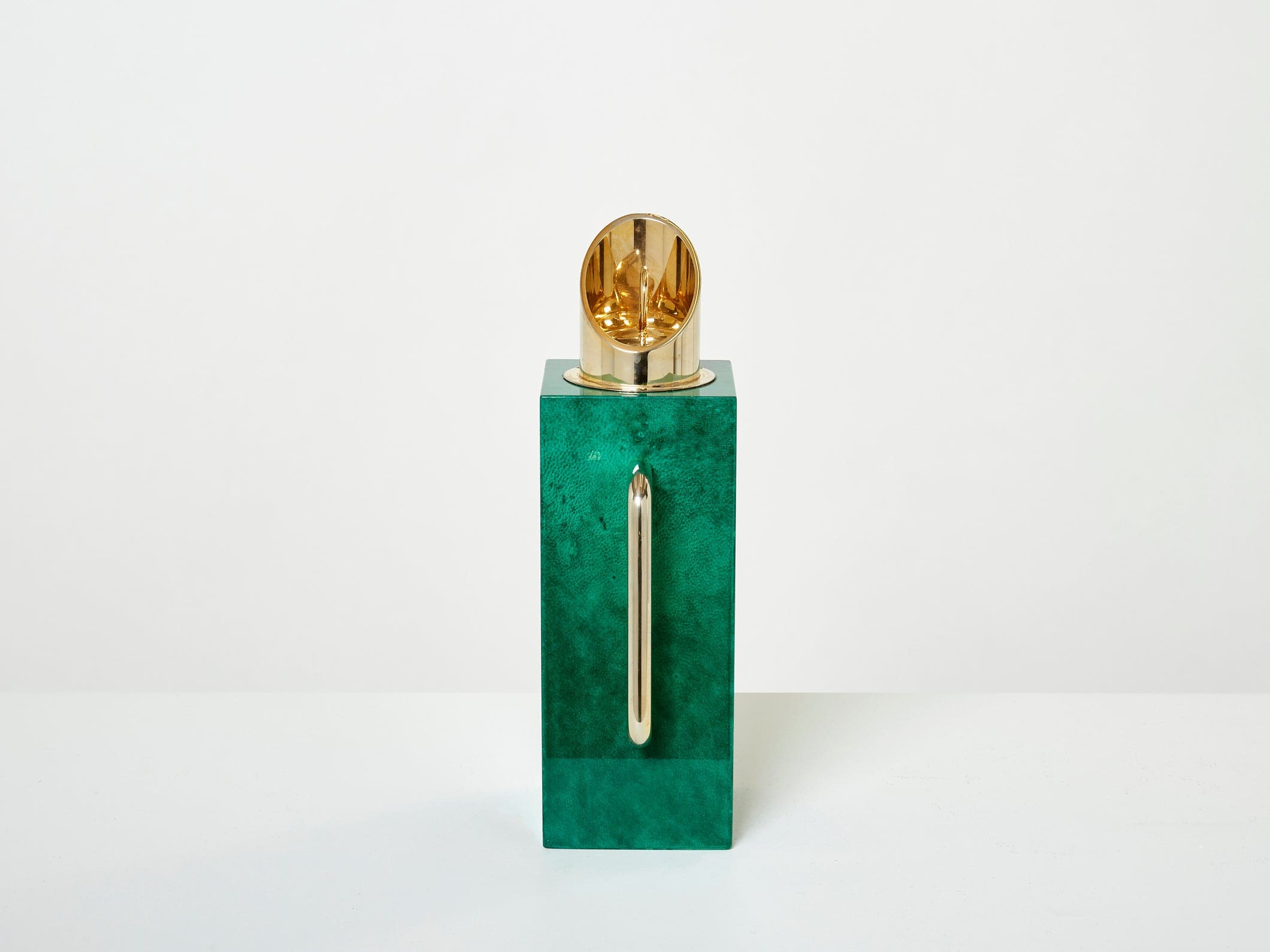 Pichet Thermos en Parchemin Vert et Laiton par Aldo Tura : Joyau du Design Italien des Années 60