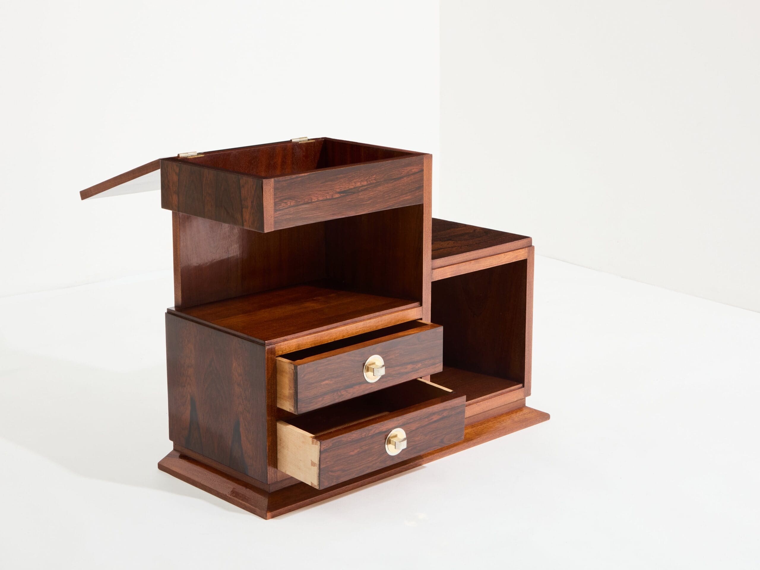 Cabinet de couture Art Déco en palissandre et laiton, 1940