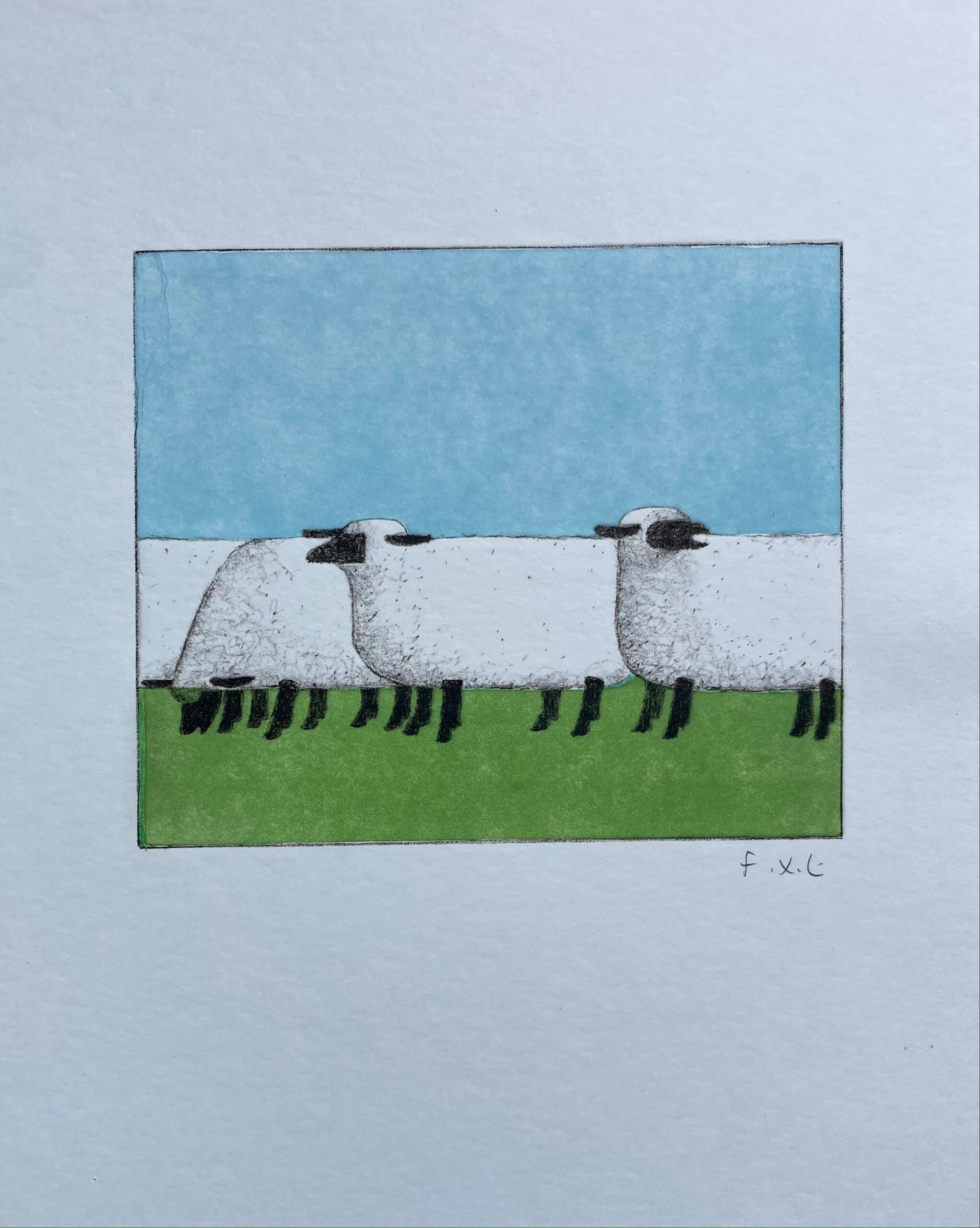 Lithographie « Les Moutons » de François-Xavier Lalanne : Une Œuvre Poétique sur Feutre