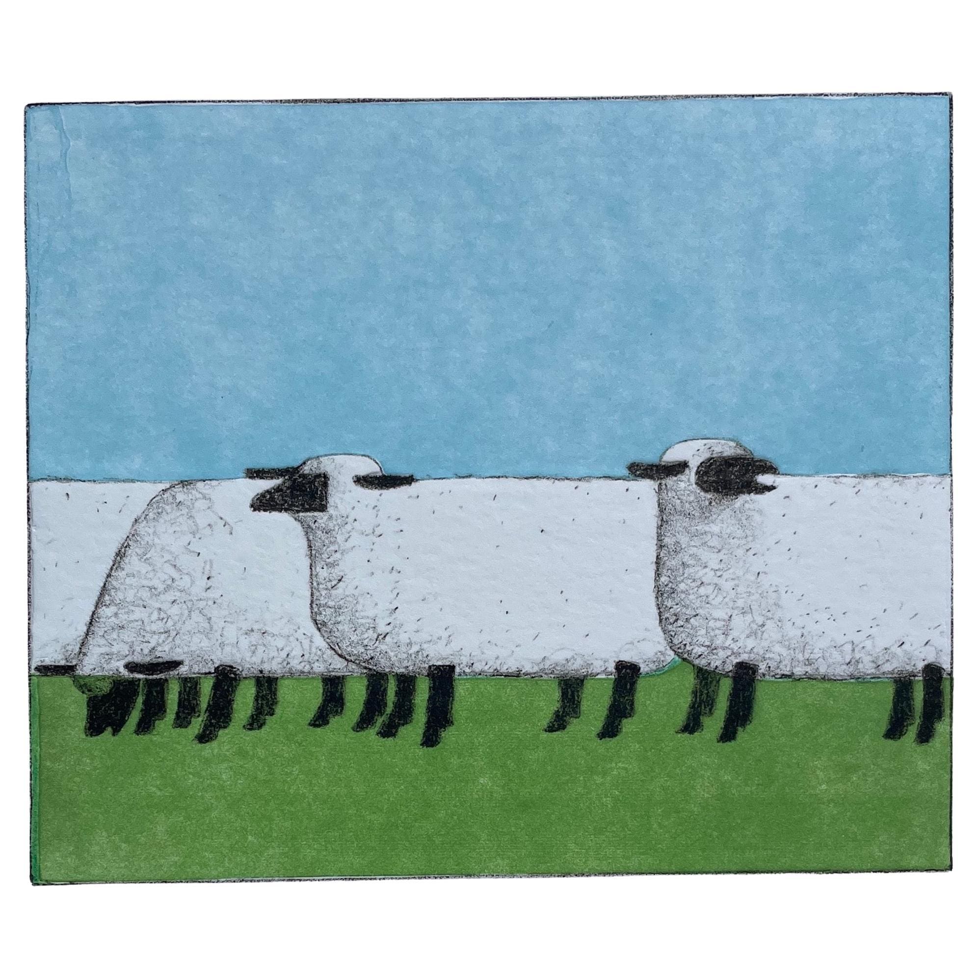 Lithographie « Les Moutons » de François-Xavier Lalanne : Une Œuvre Poétique sur Feutre