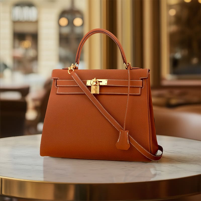 Sac à main Hermès Birkin 25 cm en cuir epsom gold – État comme neuf