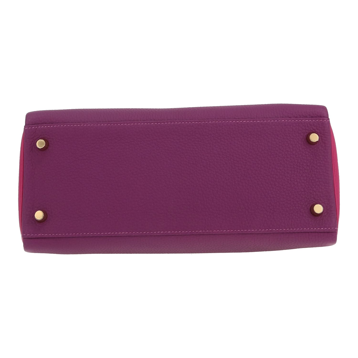 Sac à main Hermès Kelly 28 cm en cuir togo bicolore violet et rose – État comme neuf