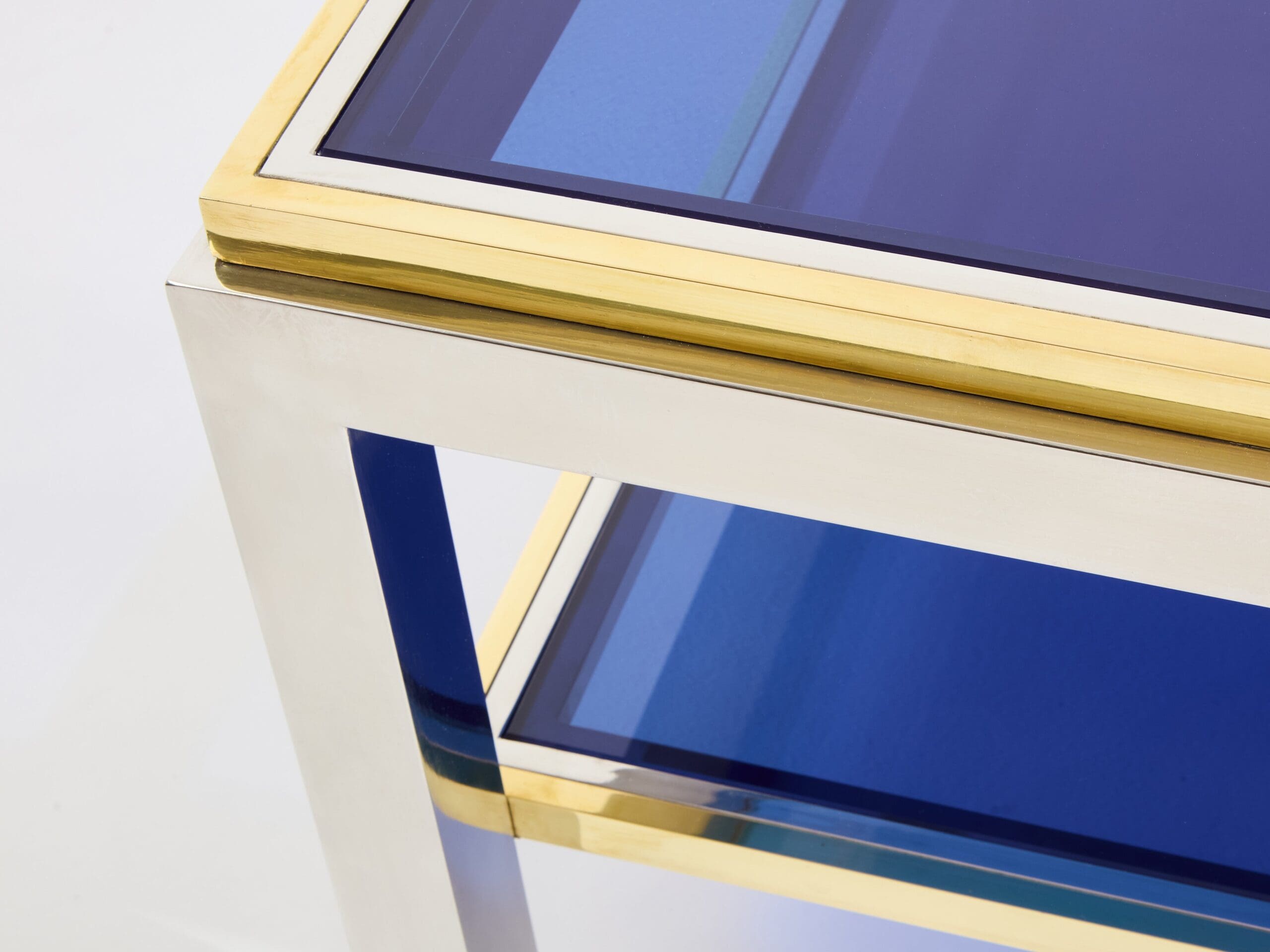 Tables Basses Flaminia en Chrome, Laiton et Verre par Willy Rizzo, Années 1970