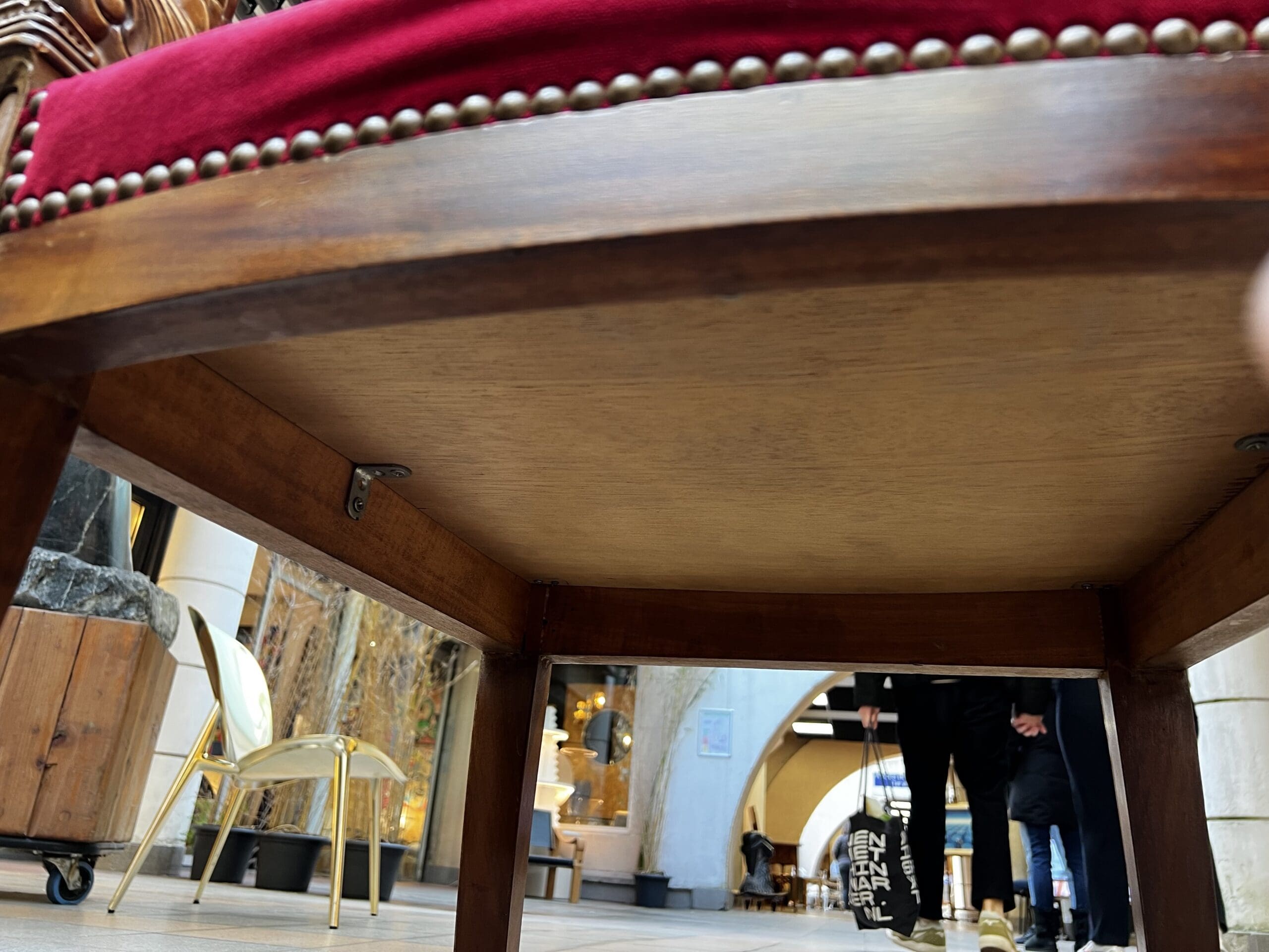 Fauteuil Empire en Acajou avec Velours Rouge