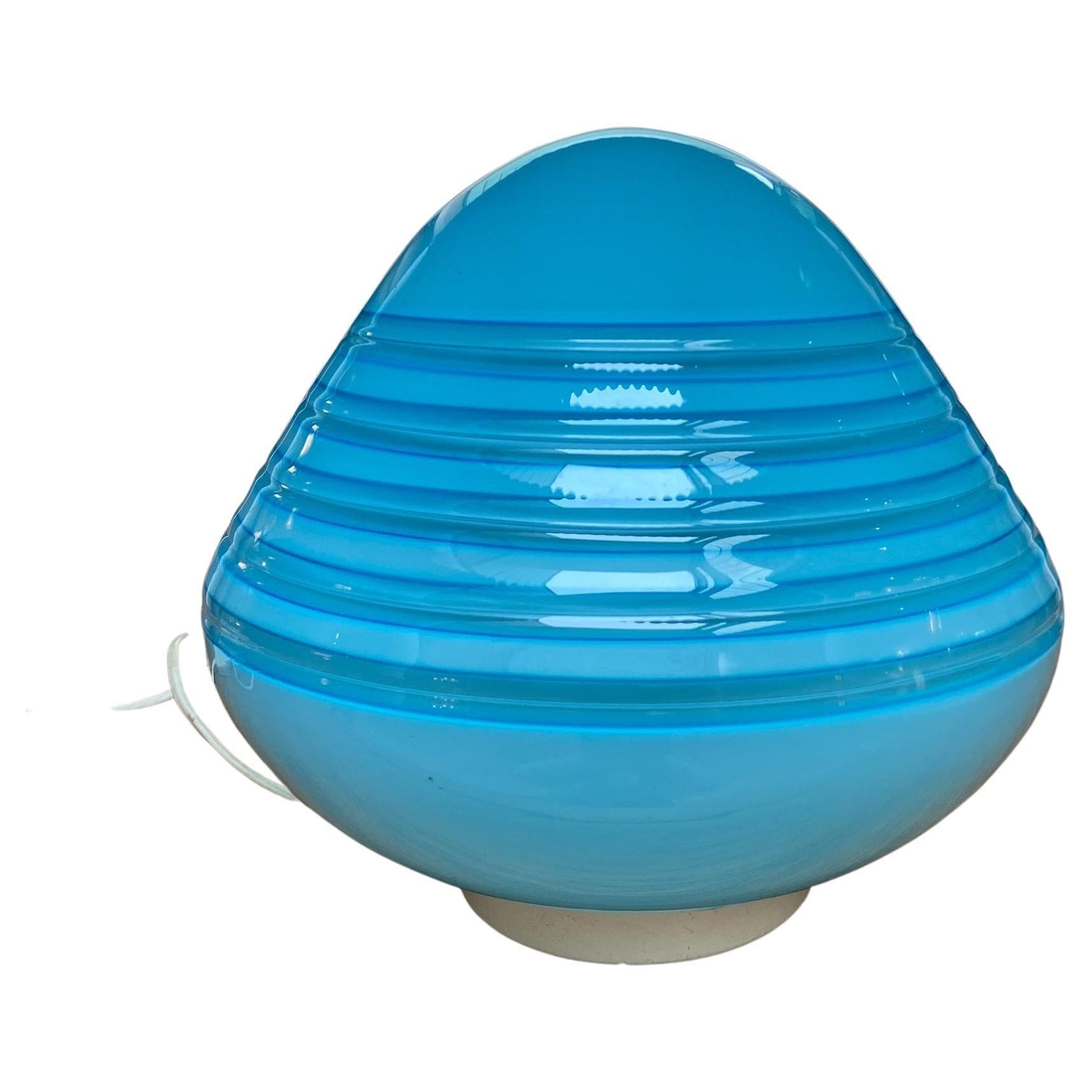 Lampe en verre de Murano bleu signée Barbini, circa 1970