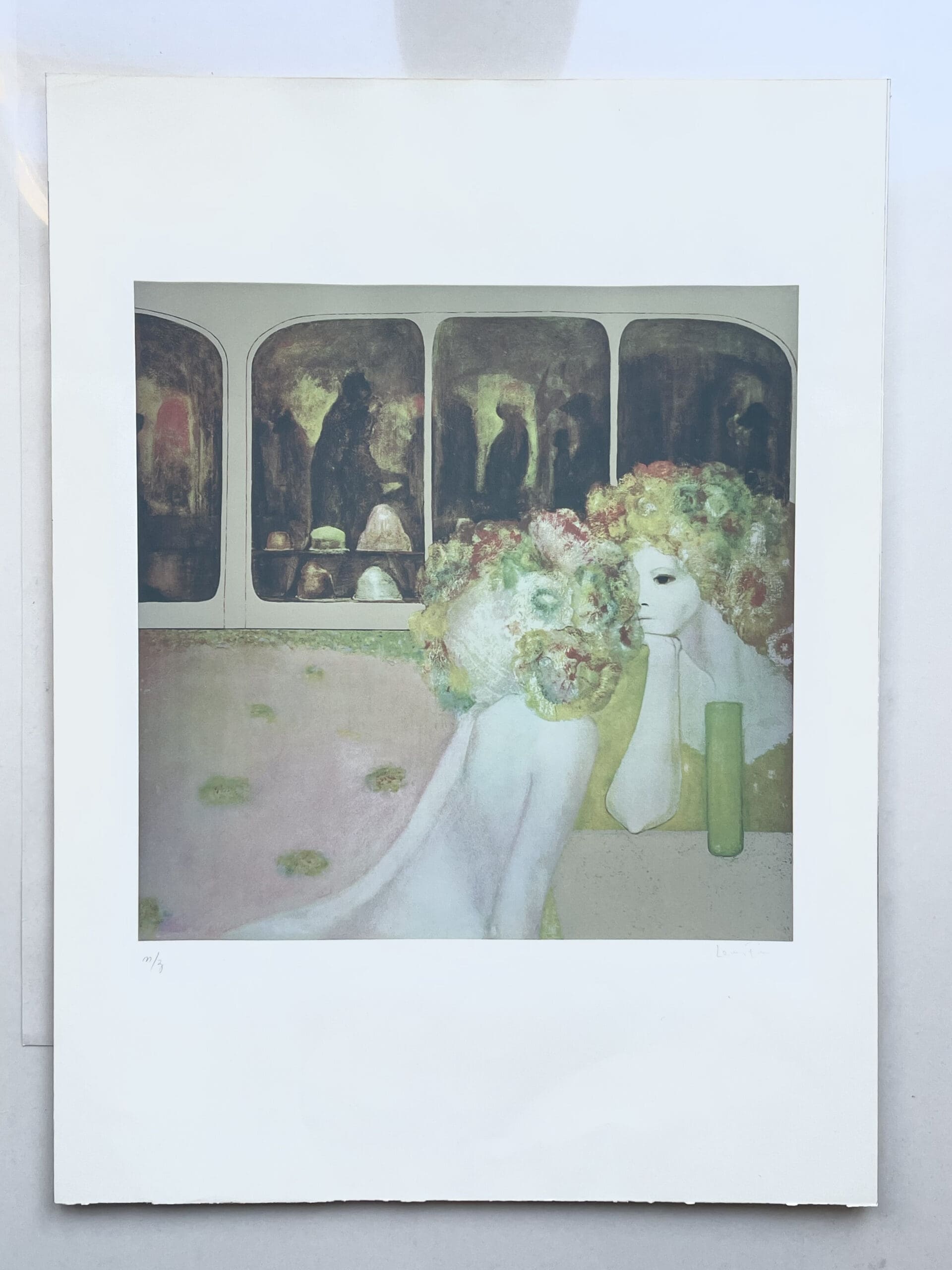 Sérigraphie Rare de Leonor Fini, Circa 1970 – La Conversation des Chapeaux