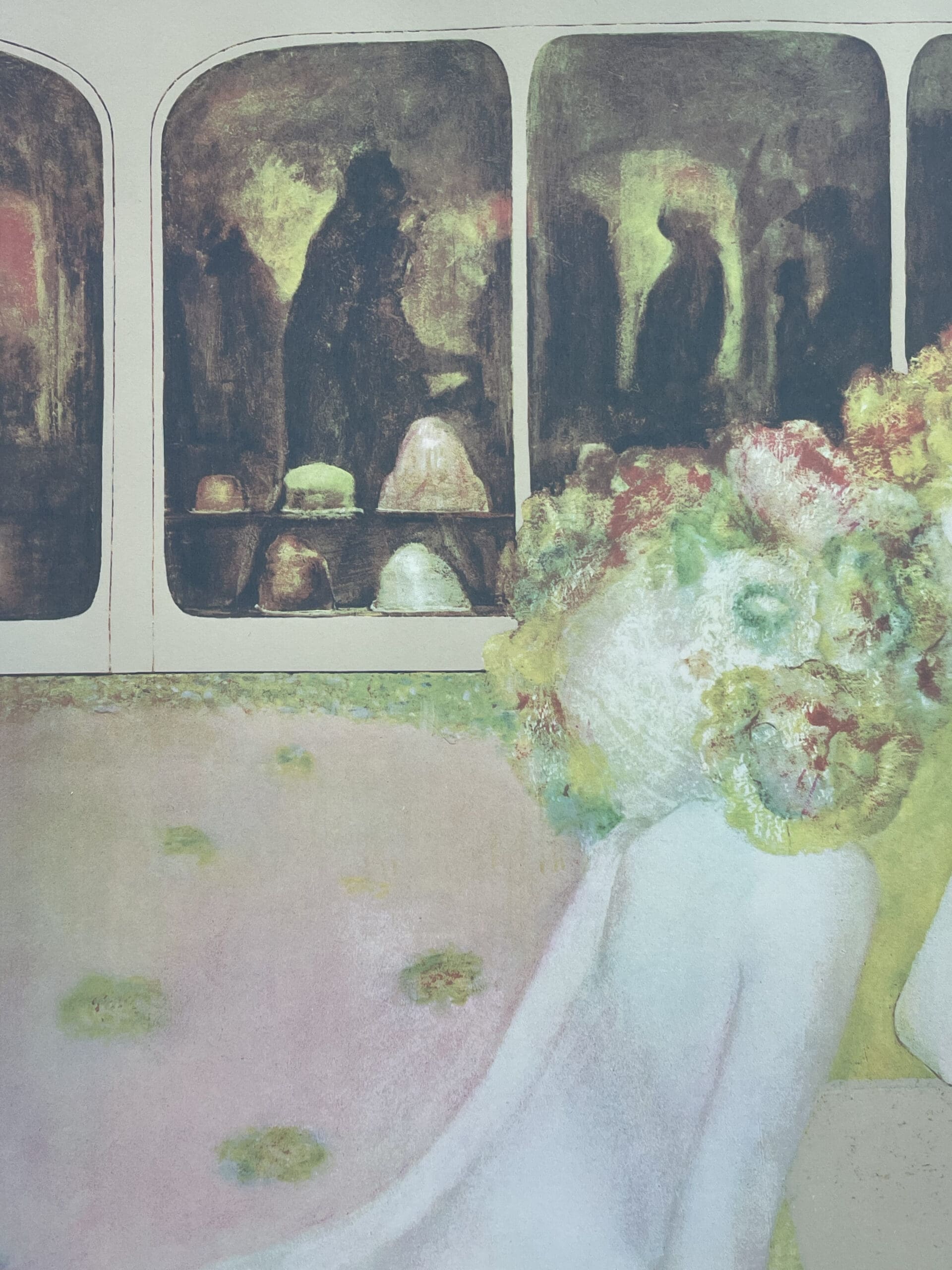 Sérigraphie Rare de Leonor Fini, Circa 1970 – La Conversation des Chapeaux