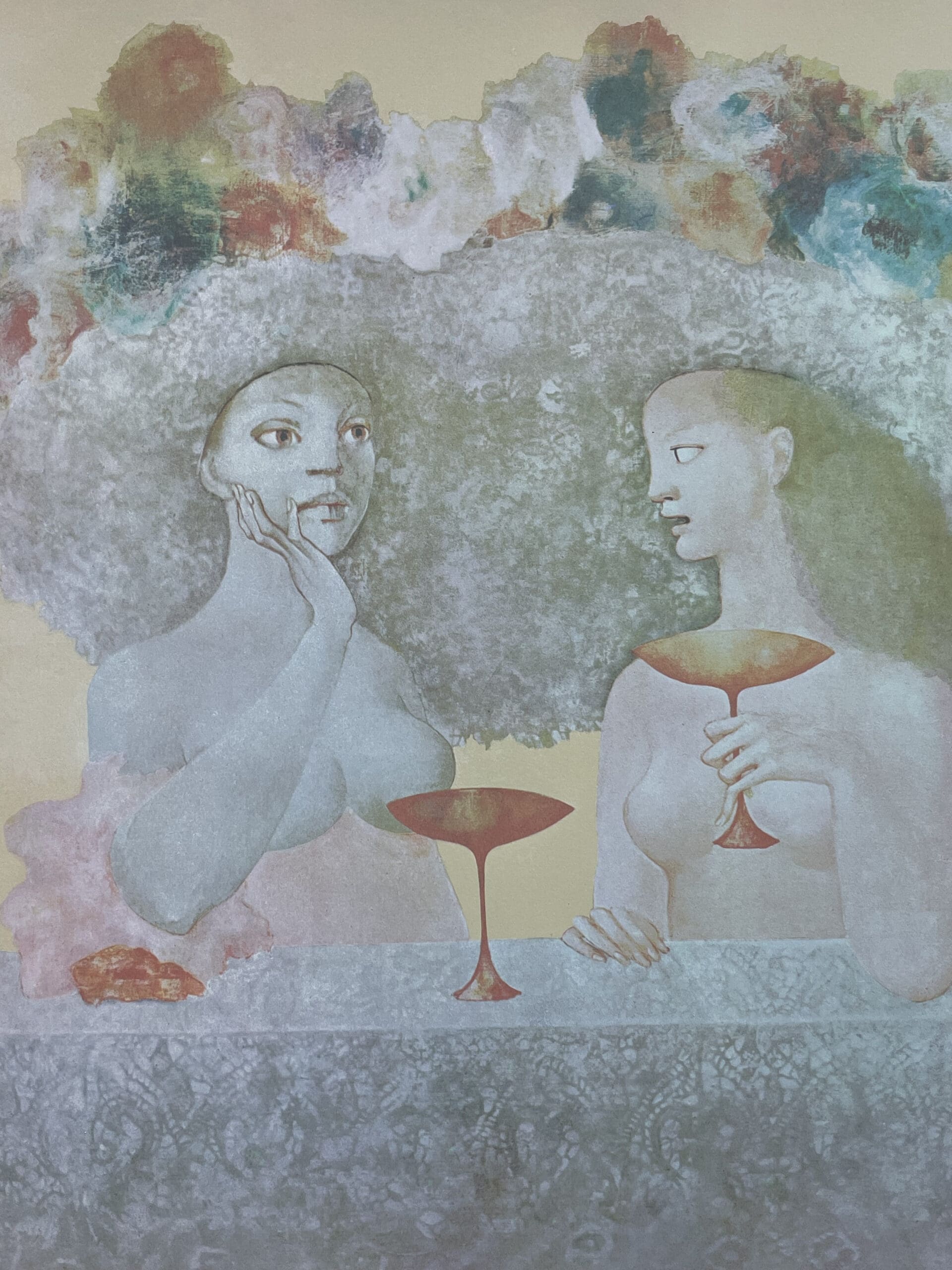 Sérigraphie Rare de Leonor Fini, Circa 1970 – Les Chapeaux Fleuris