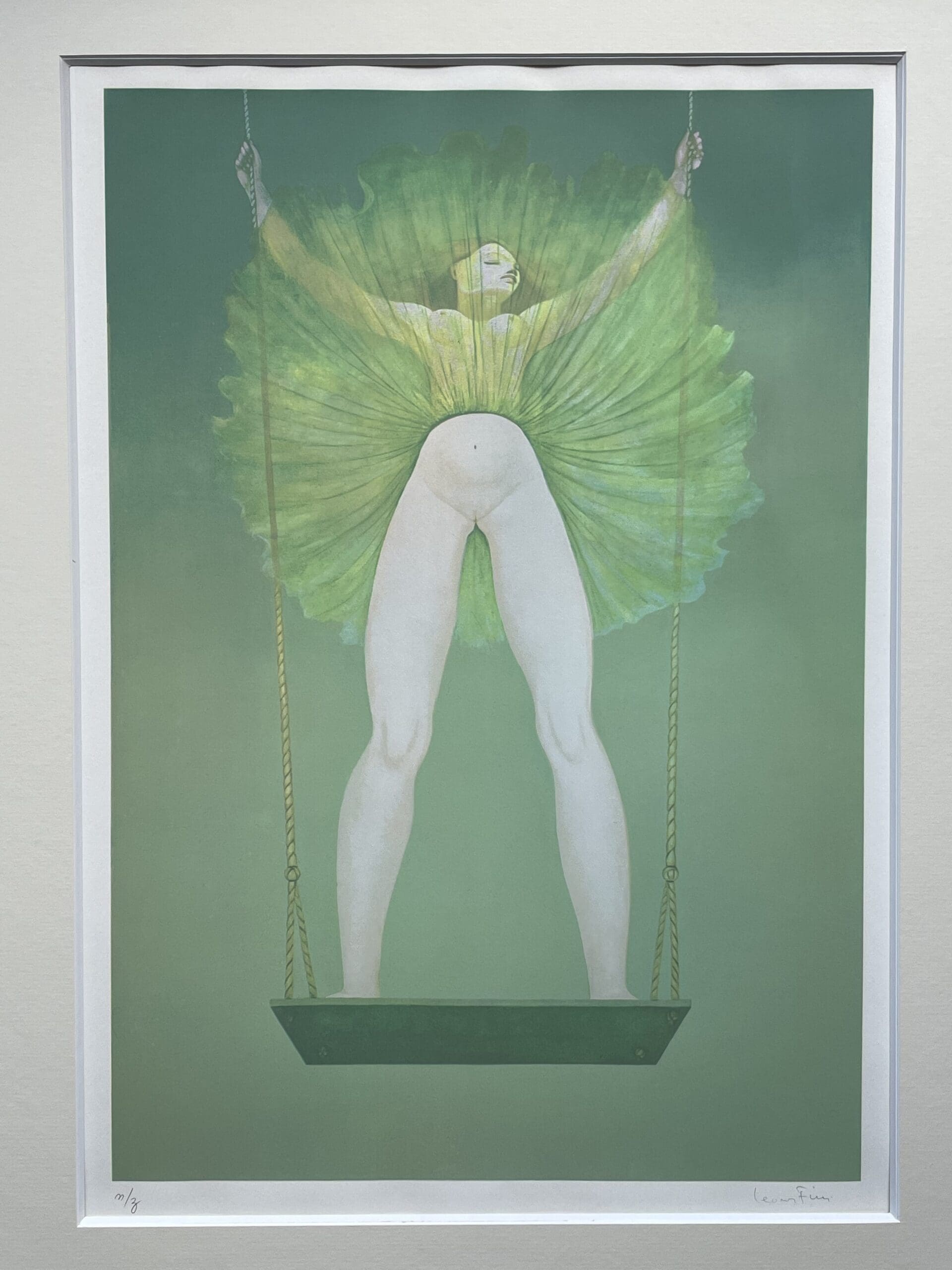Sérigraphie Rare de Leonor Fini, Circa 1970 – Les Hasards de l’Escarpolette