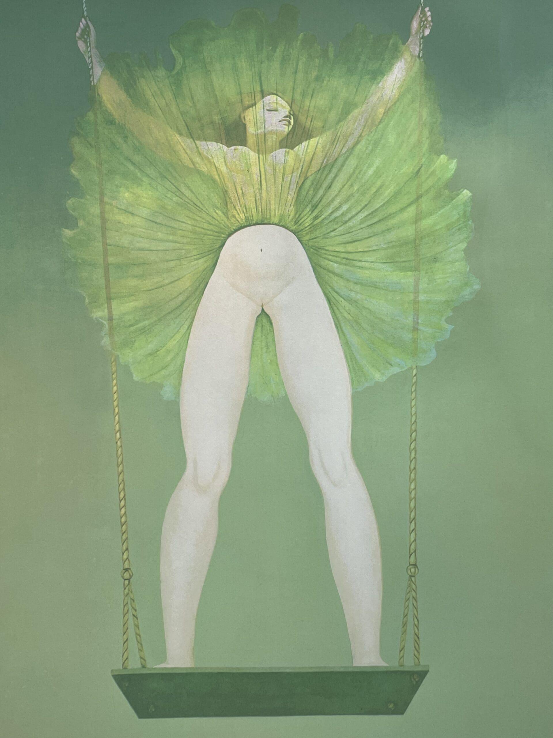 Sérigraphie Rare de Leonor Fini, Circa 1970 – Les Hasards de l’Escarpolette