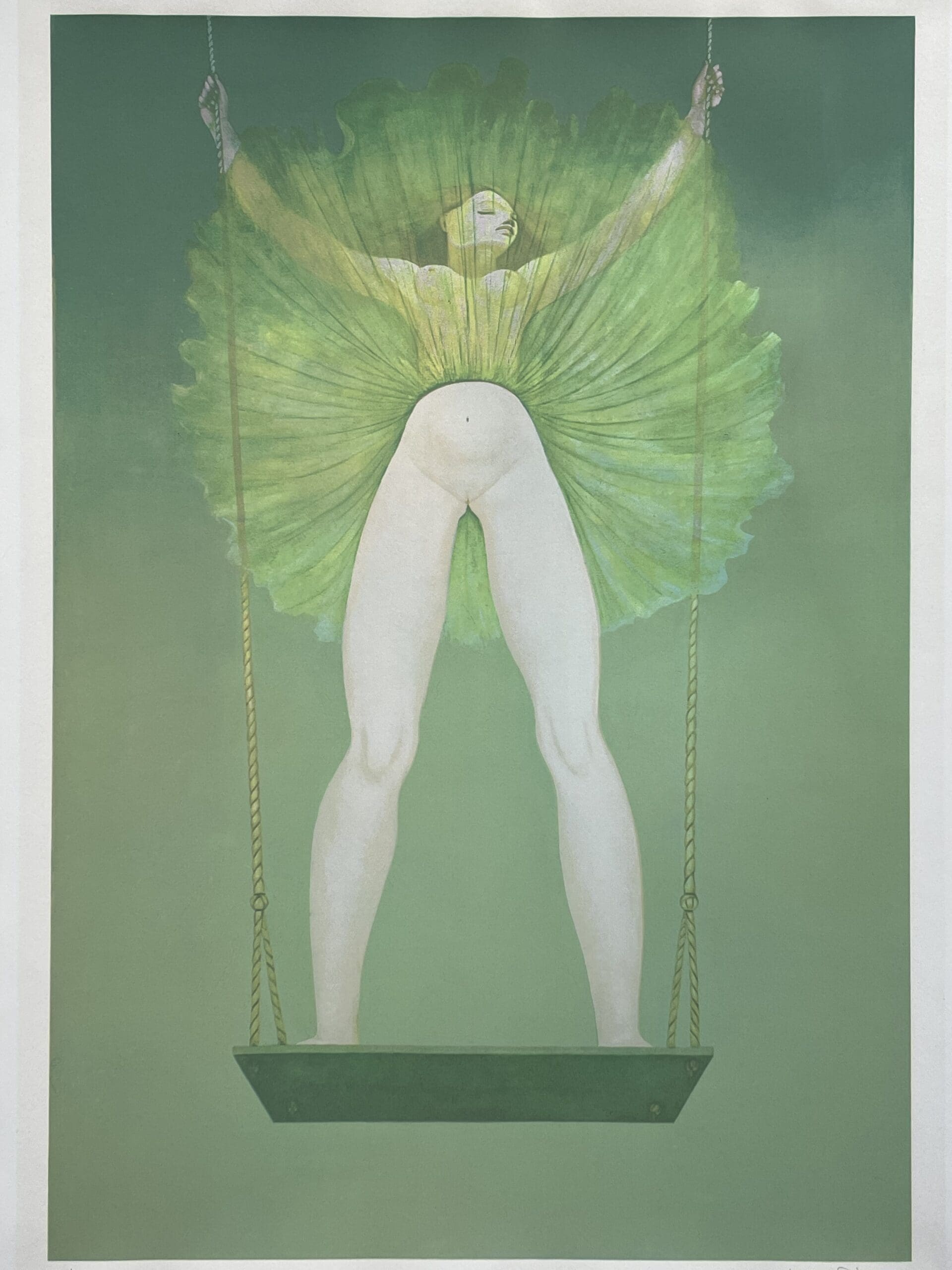 Sérigraphie Rare de Leonor Fini, Circa 1970 – Les Hasards de l’Escarpolette