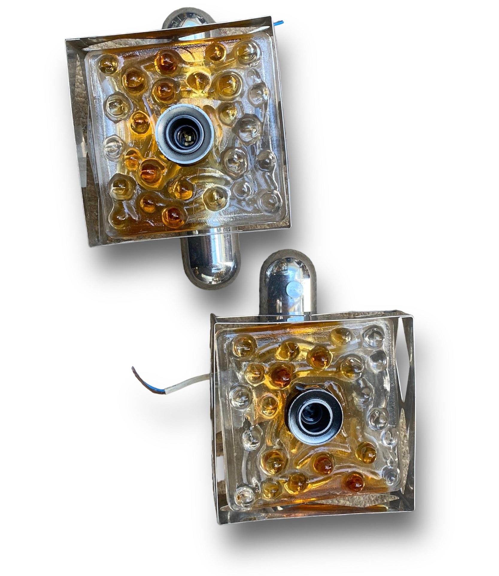 Paire d’appliques en verre de Murano signées Toni Zuccheri, circa 1970