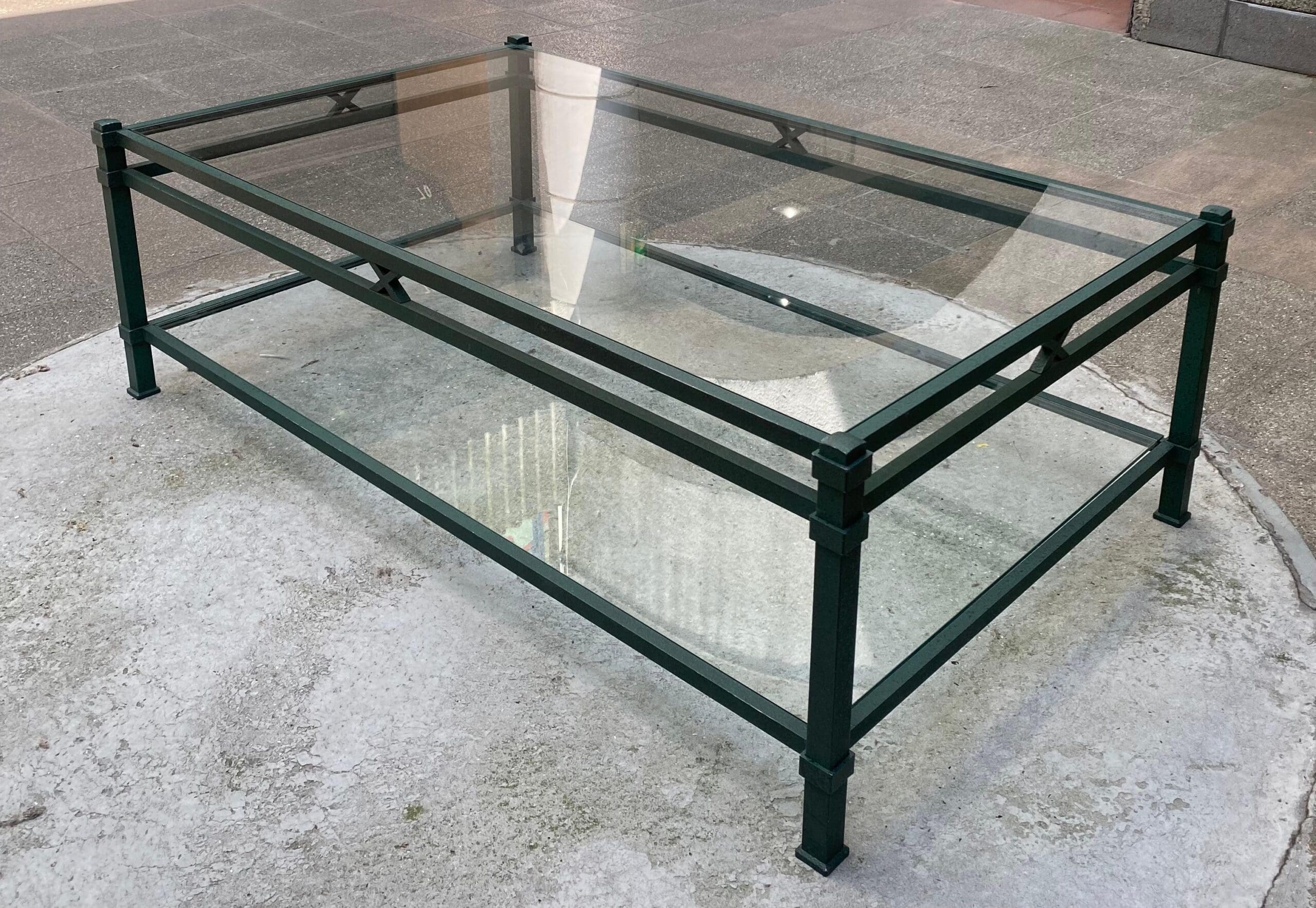 Table basse Pierre Vandel – Verre et fer, 1970