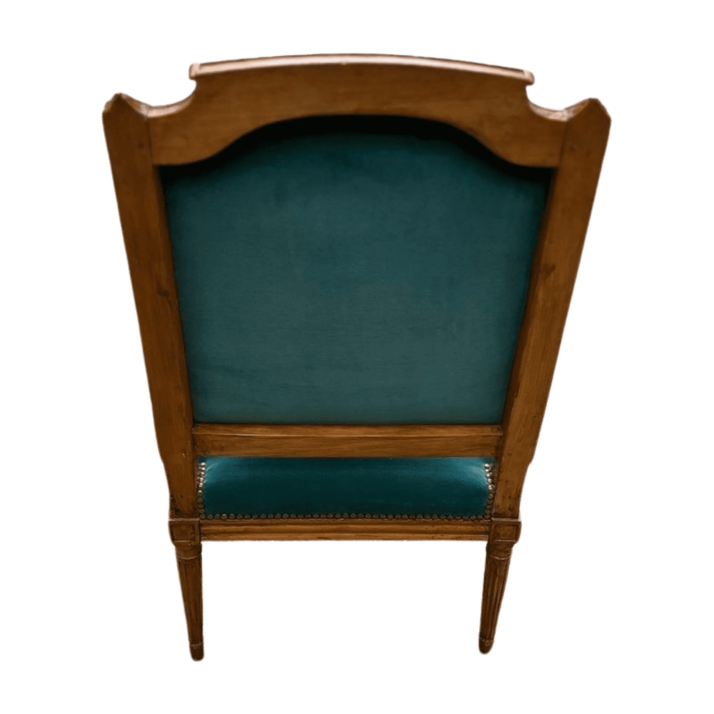 Fauteuil de couloir Louis XVI d’époque – Ornements sculptés et garniture en velours