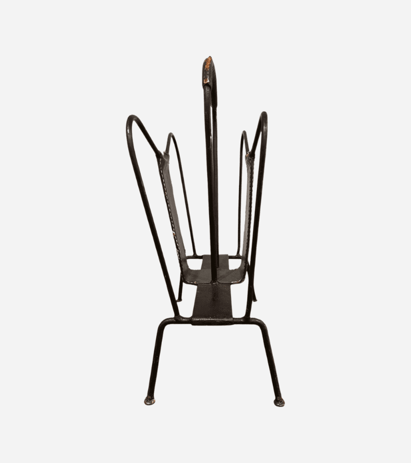 Porte-revues Jacques Adnet en cuir et métal – Élégance Art Déco intemporelle