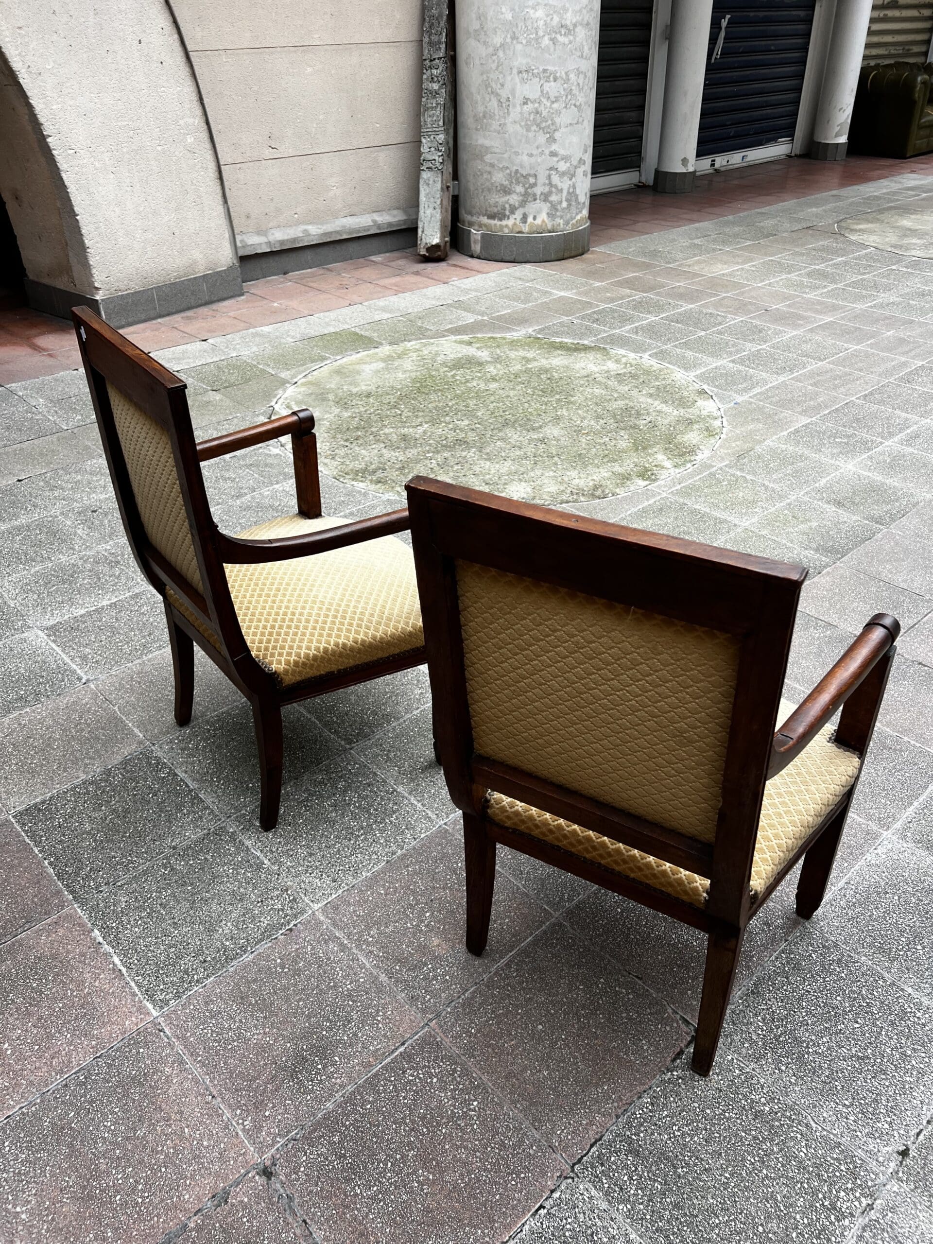 Fauteuils Directoire 18e Bois Massif Damassé Doré