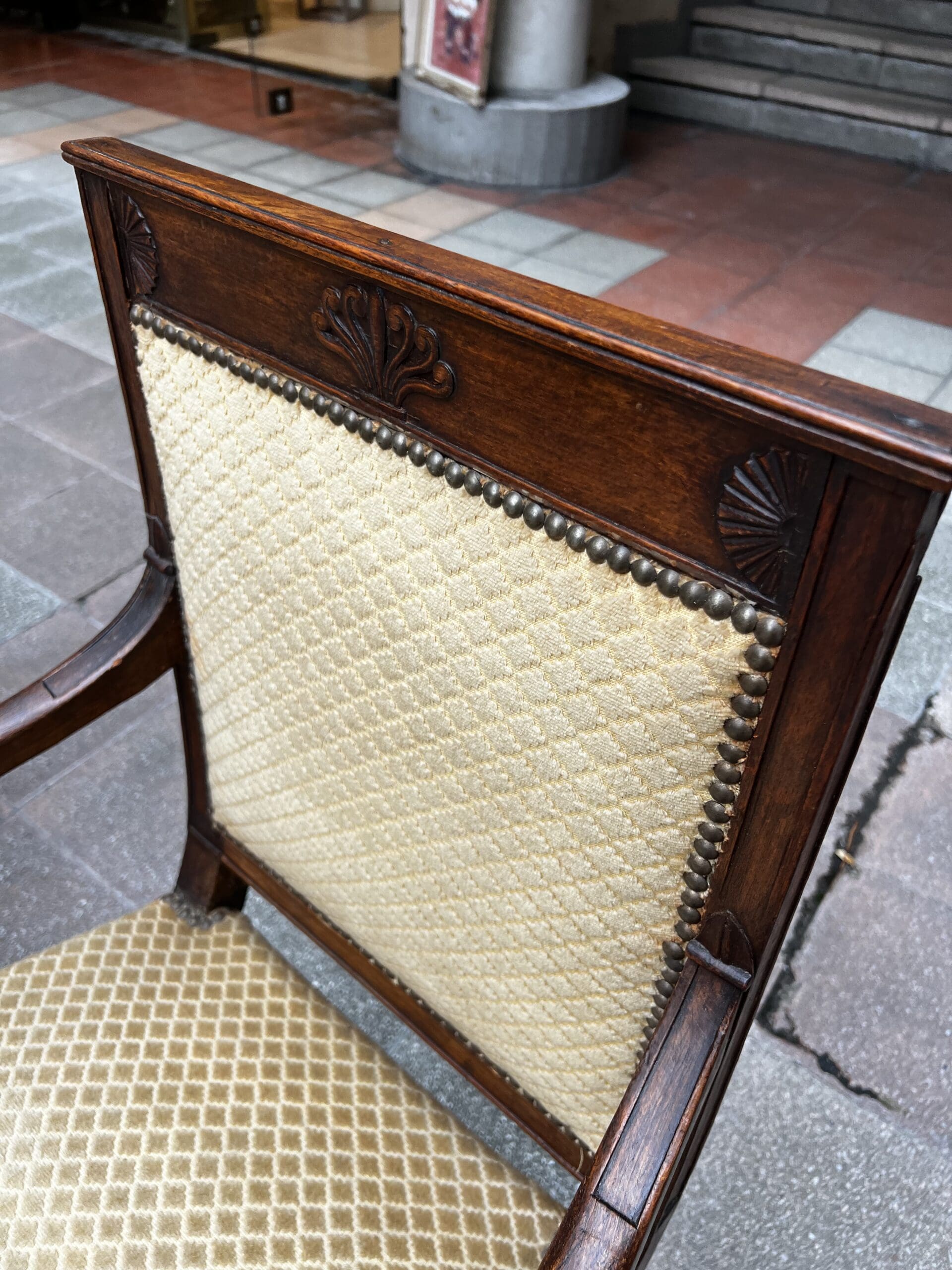 Fauteuils Directoire 18e Bois Massif Damassé Doré