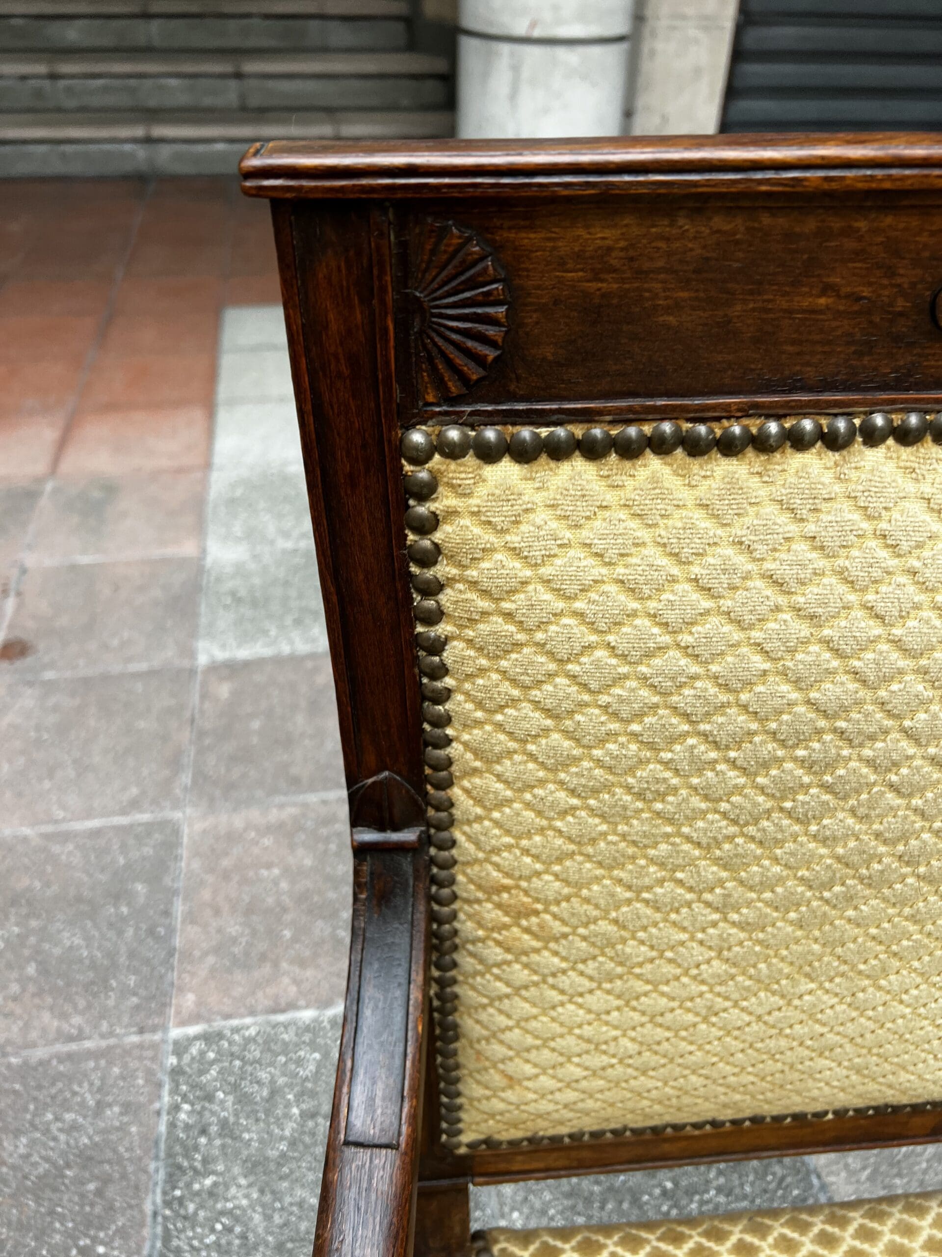 Fauteuils Directoire 18e Bois Massif Damassé Doré