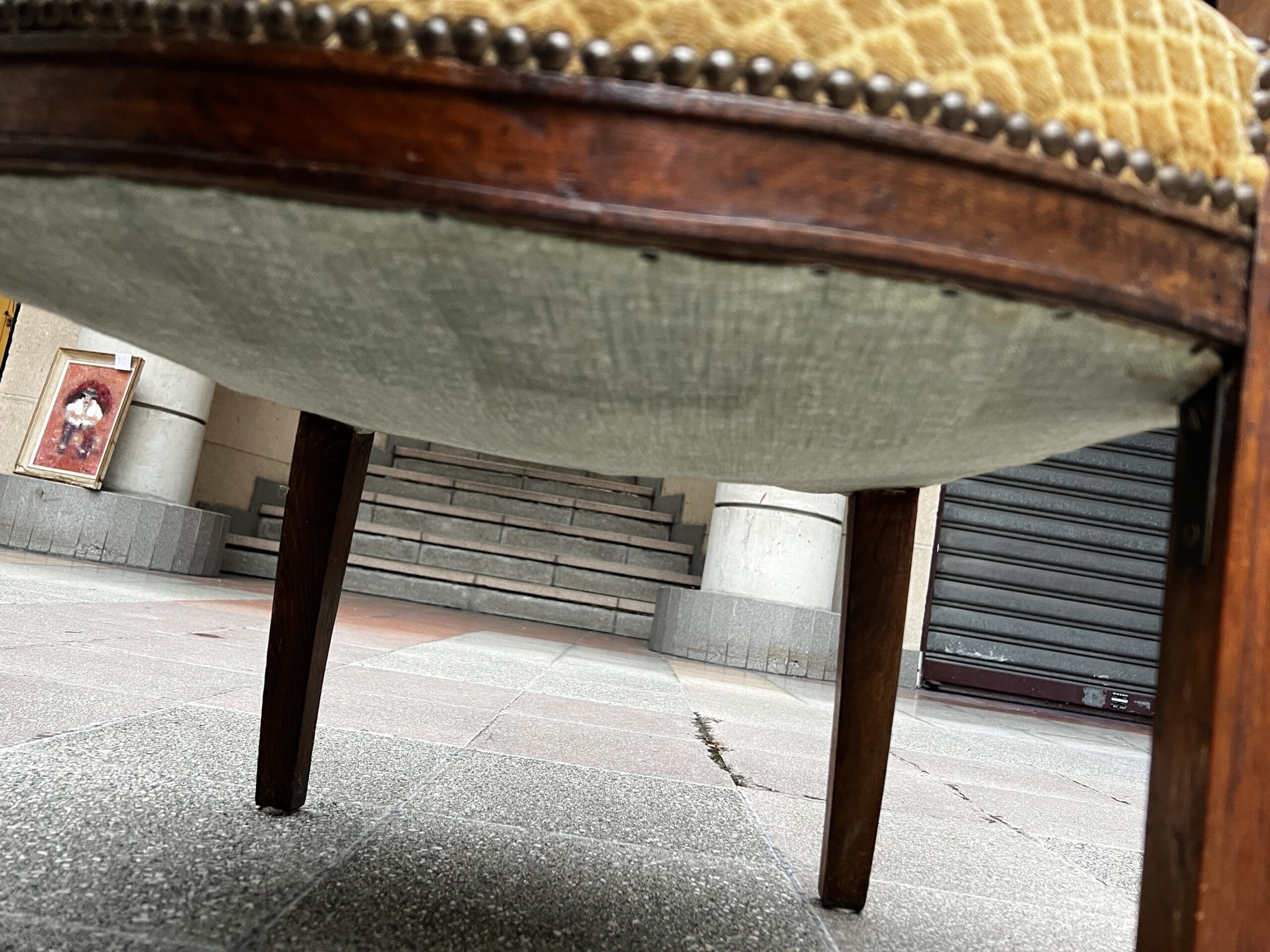 Fauteuils Directoire 18e Bois Massif Damassé Doré