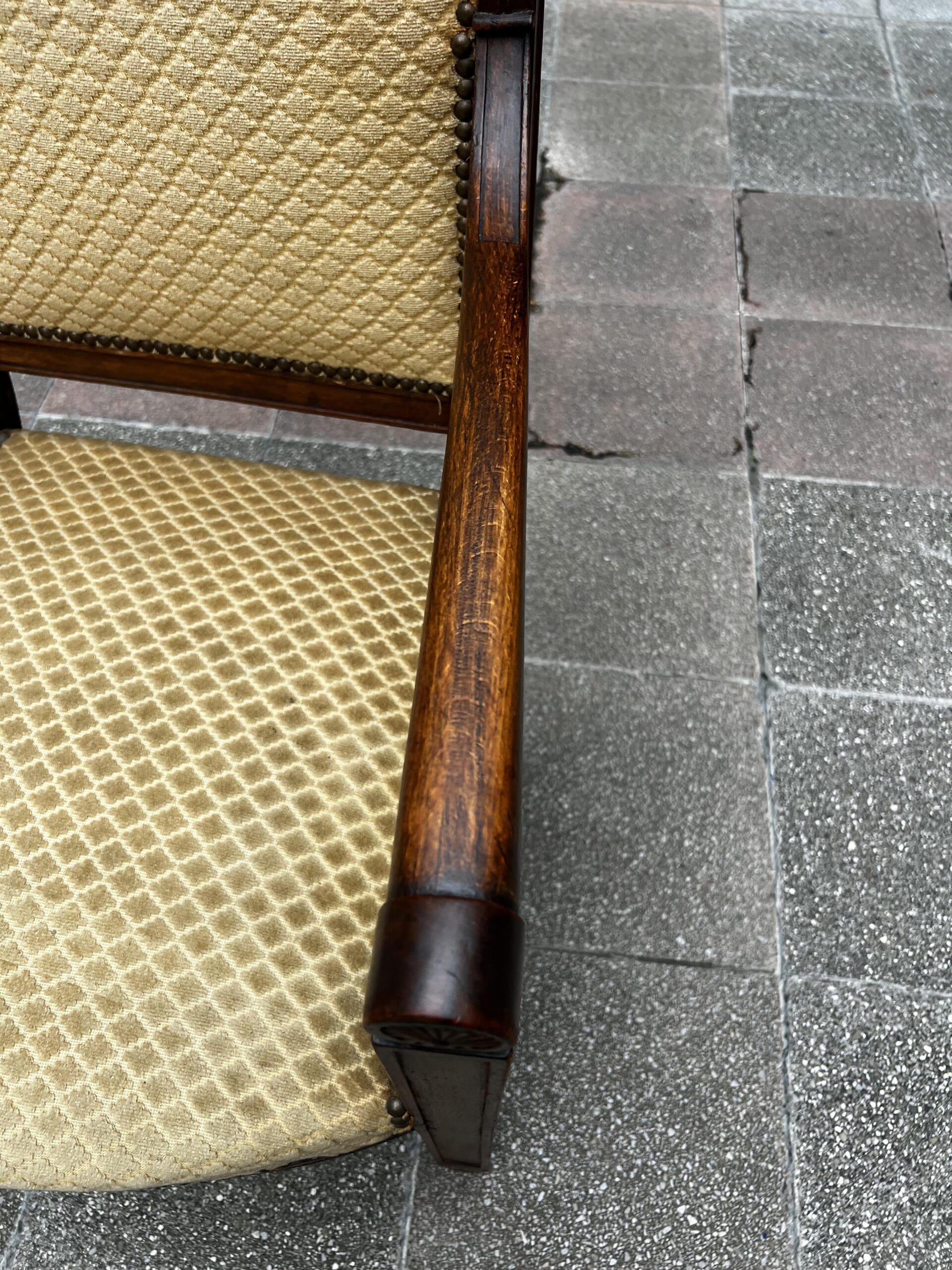 Fauteuils Directoire 18e Bois Massif Damassé Doré
