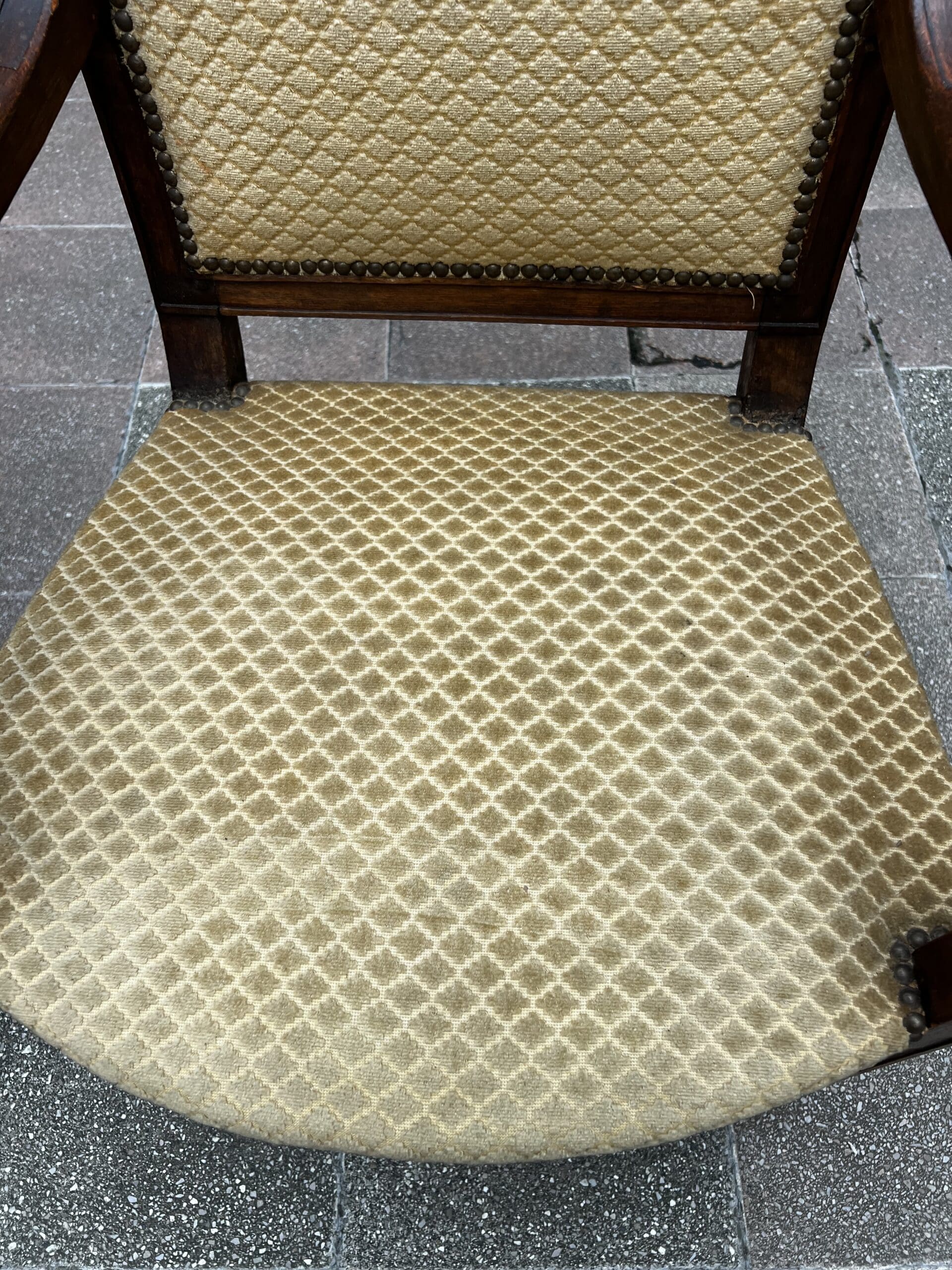 Fauteuils Directoire 18e Bois Massif Damassé Doré