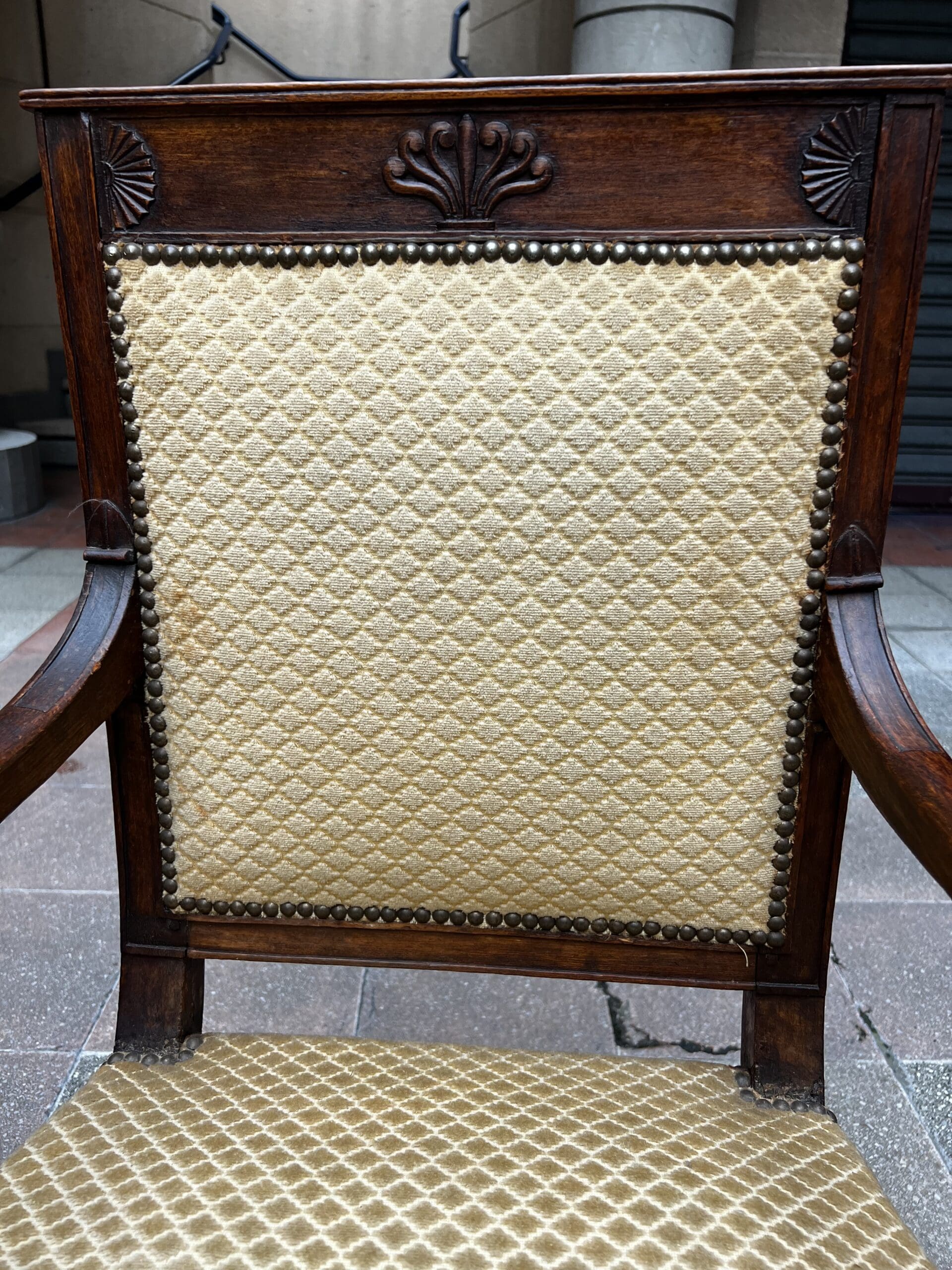 Fauteuils Directoire 18e Bois Massif Damassé Doré