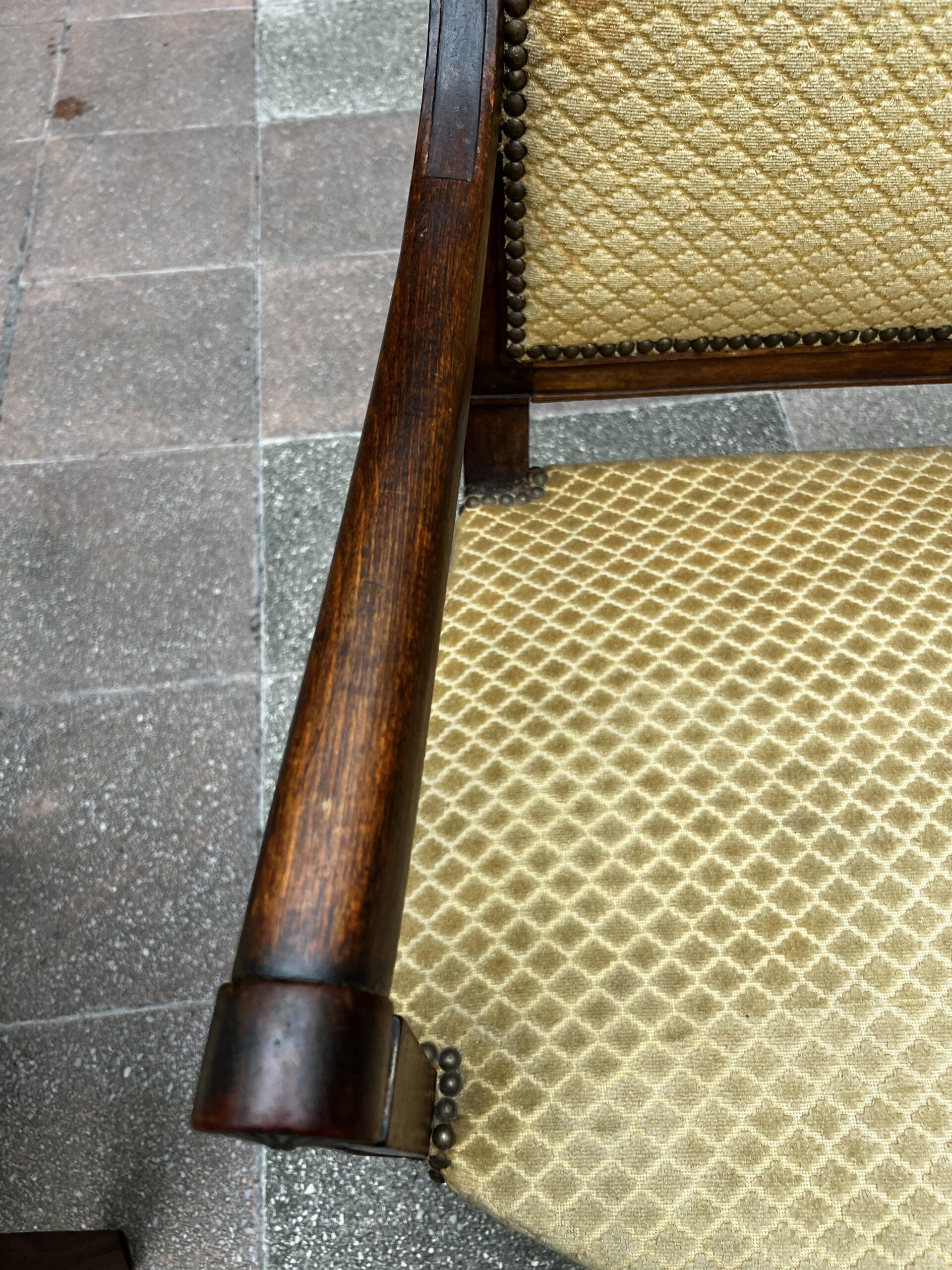 Fauteuils Directoire 18e Bois Massif Damassé Doré