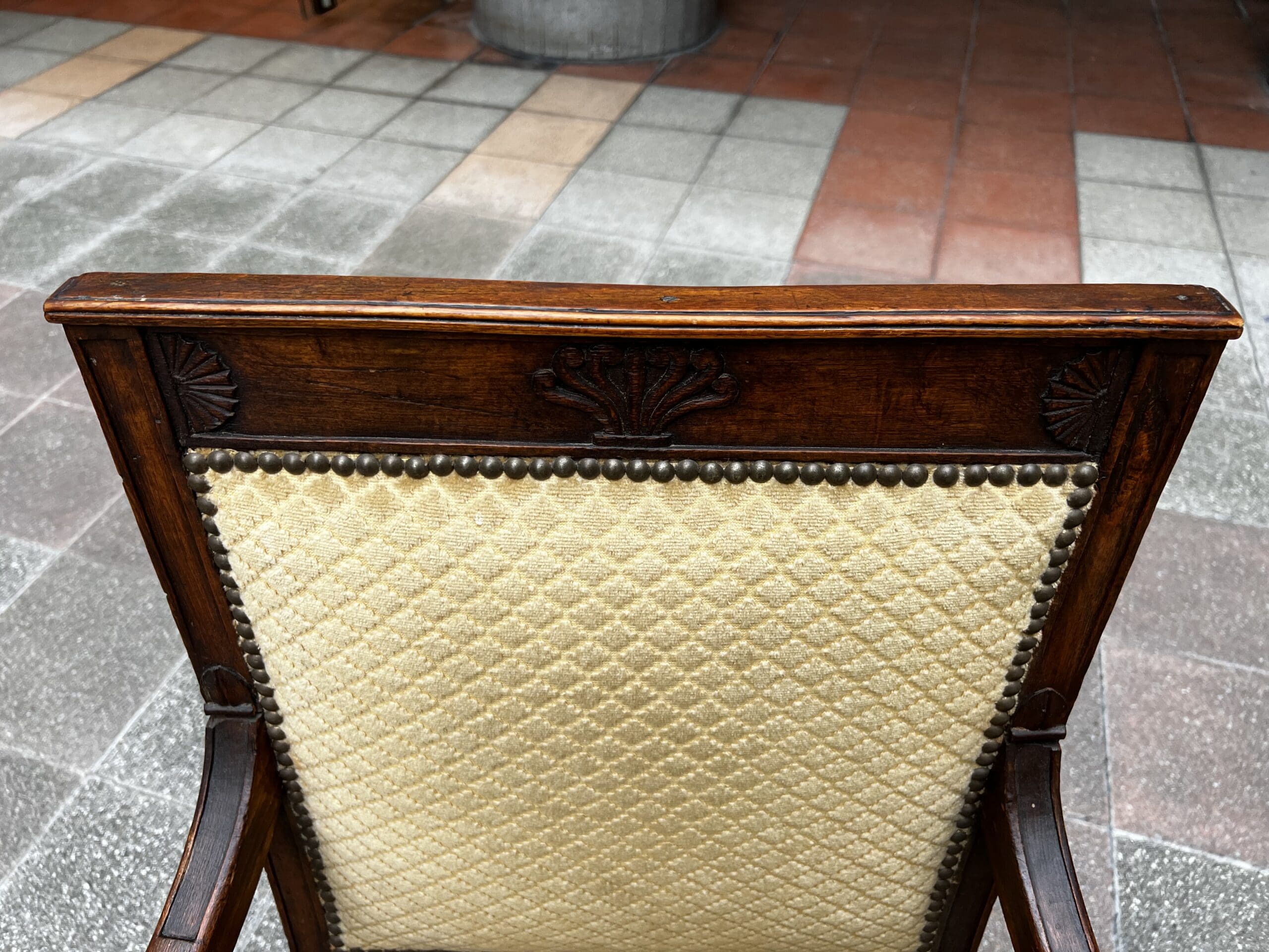 Fauteuils Directoire 18e Bois Massif Damassé Doré