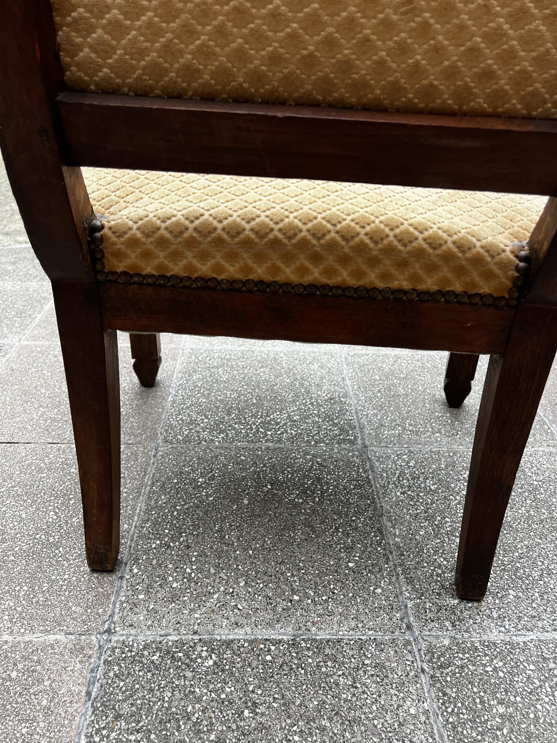 Fauteuils Directoire 18e Bois Massif Damassé Doré