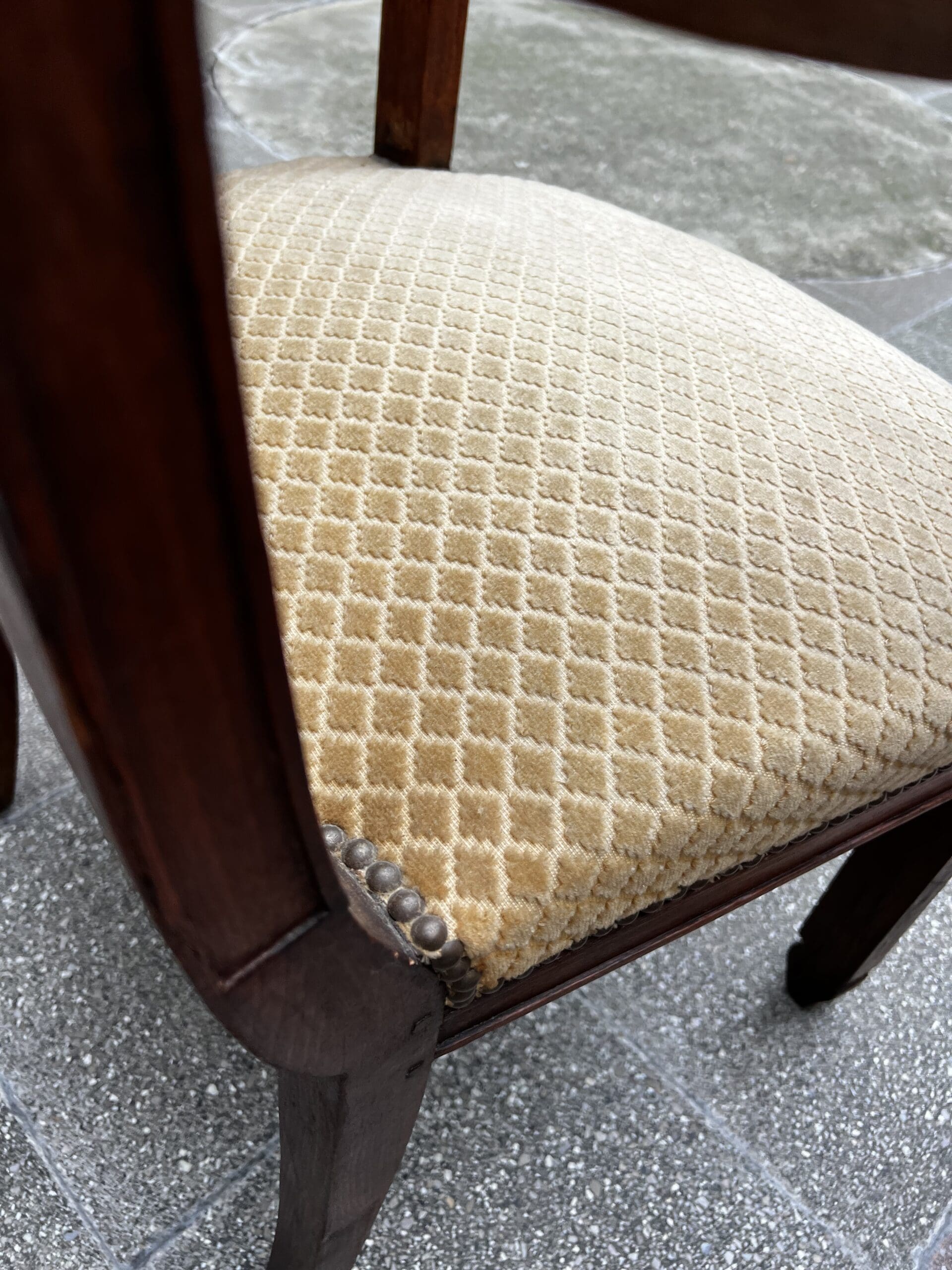 Fauteuils Directoire 18e Bois Massif Damassé Doré