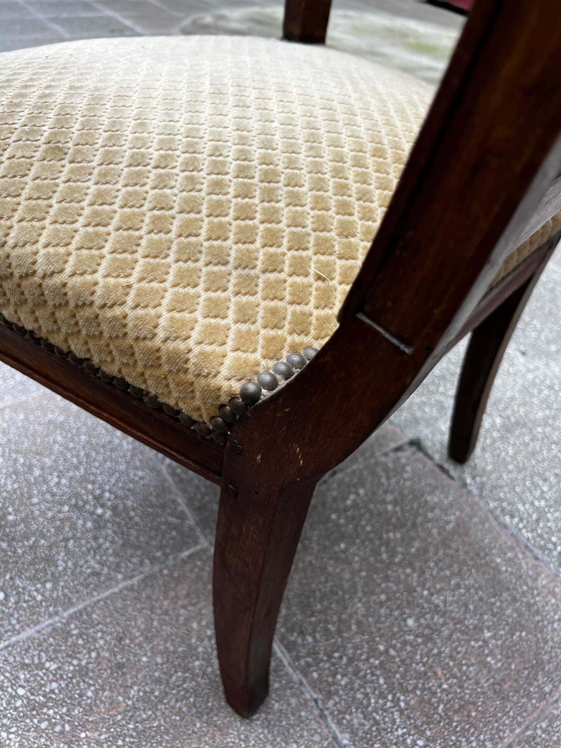 Fauteuils Directoire 18e Bois Massif Damassé Doré