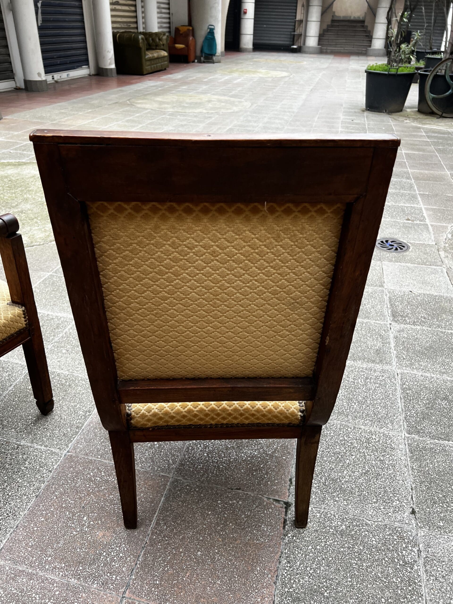 Fauteuils Directoire 18e Bois Massif Damassé Doré