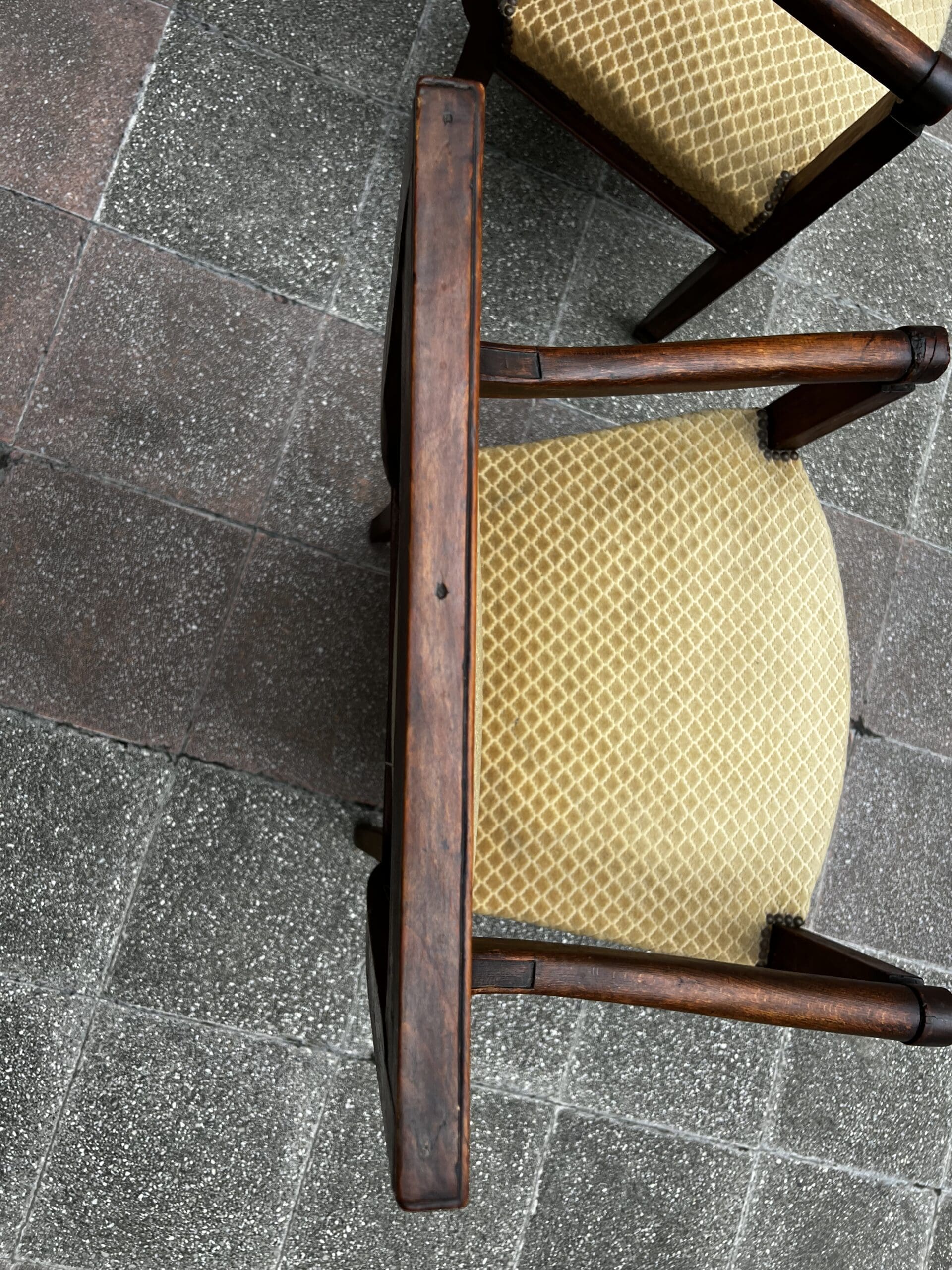 Fauteuils Directoire 18e Bois Massif Damassé Doré