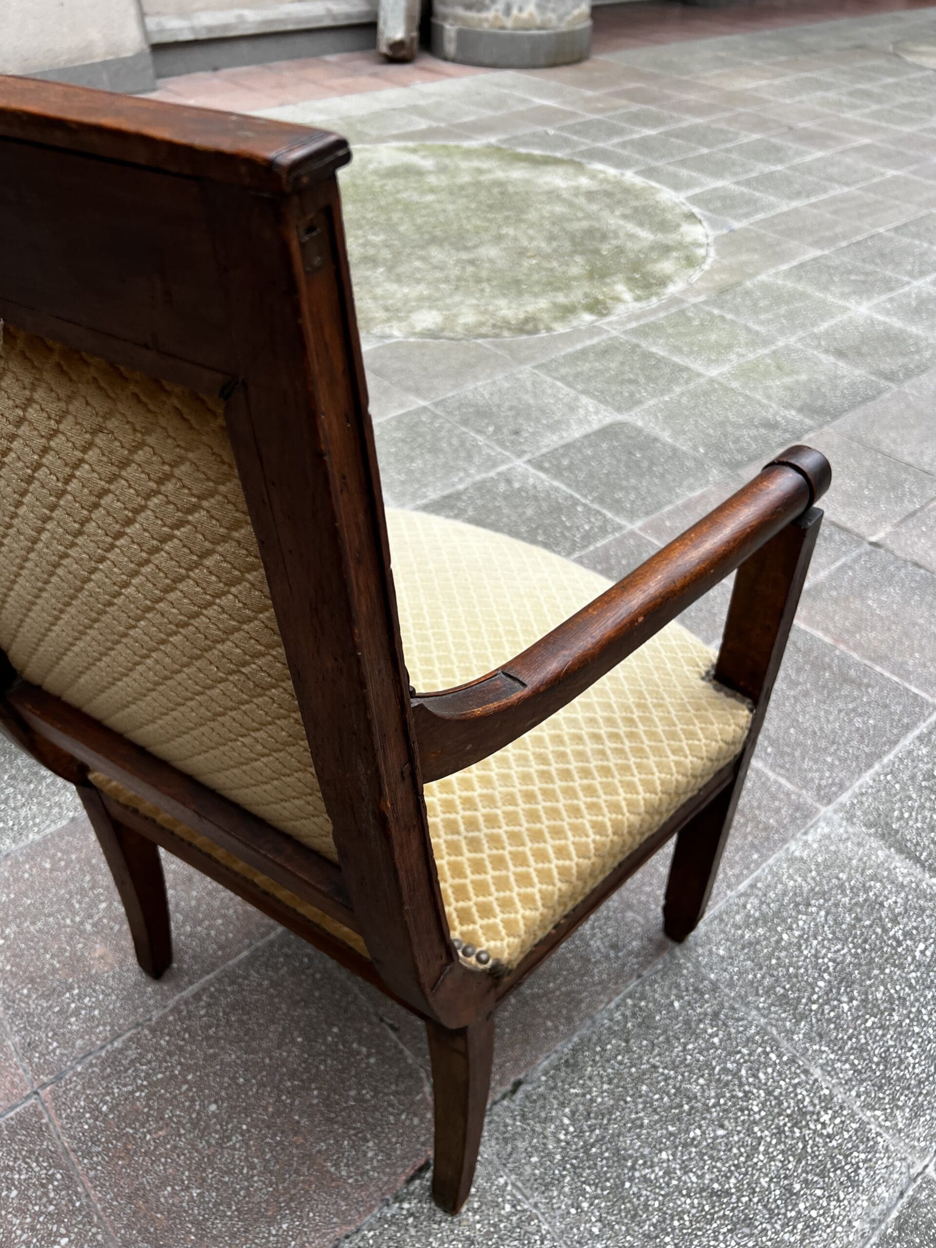 Fauteuils Directoire 18e Bois Massif Damassé Doré