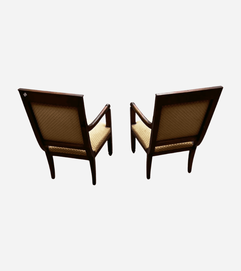 Fauteuils Directoire 18e Bois Massif Damassé Doré