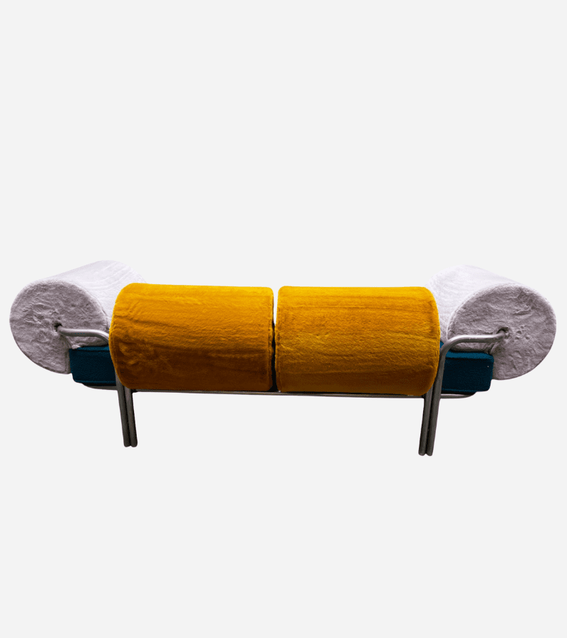 Canapé GAE AULENTI « One Off » – Design italien 1970, métal chromé et velours