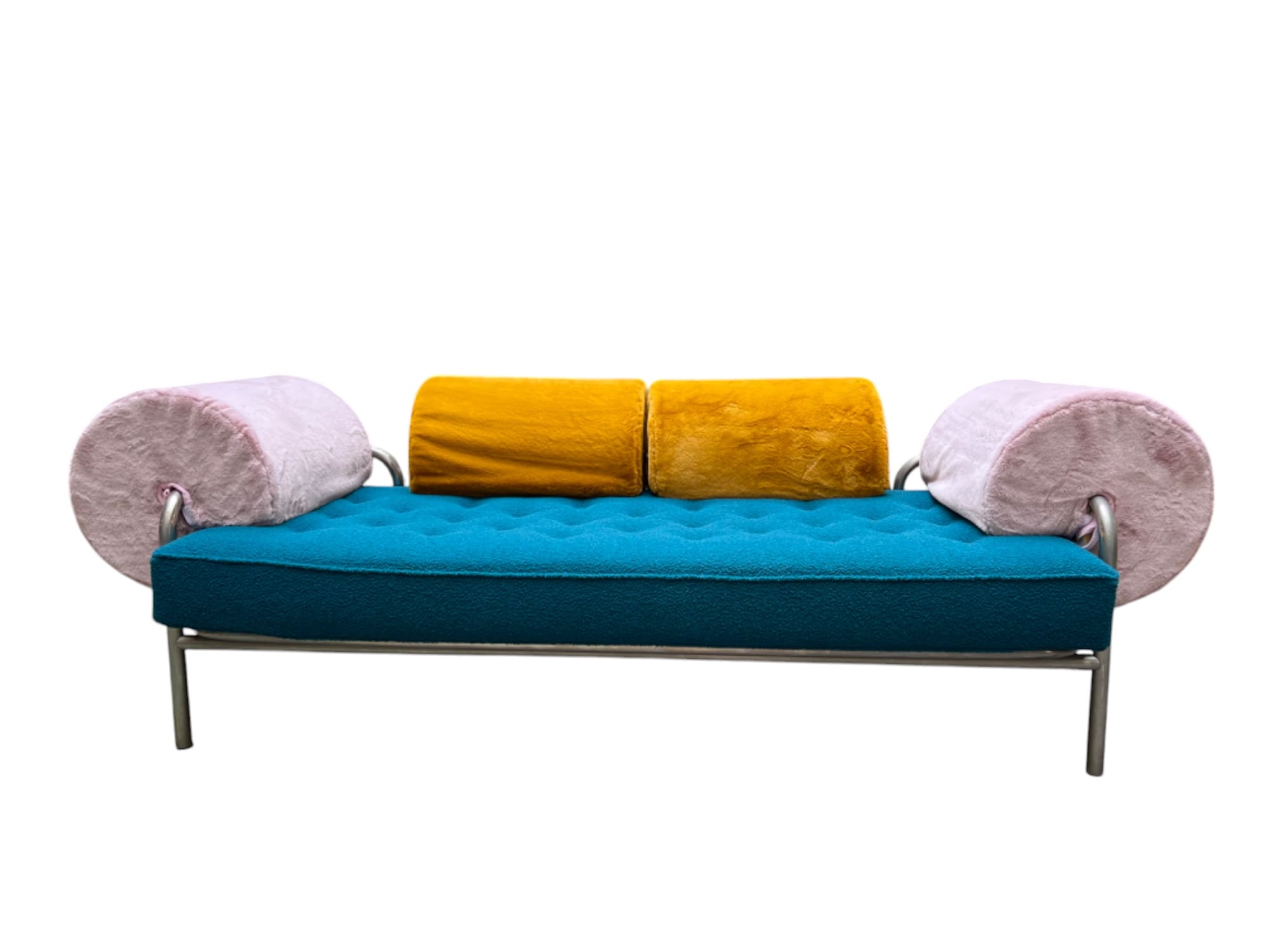 Canapé GAE AULENTI « One Off » – Design italien 1970, métal chromé et velours