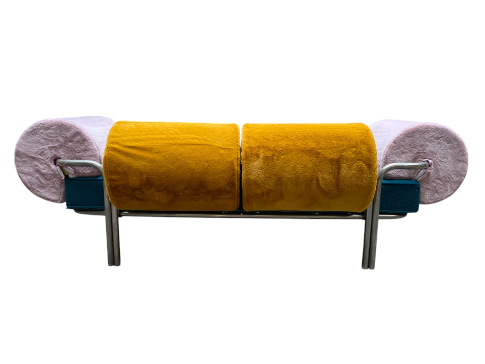 Canapé GAE AULENTI « One Off » – Design italien 1970, métal chromé et velours