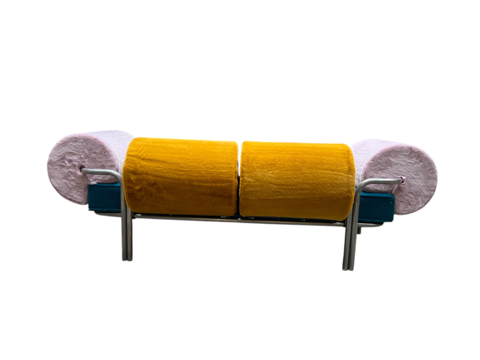 Canapé GAE AULENTI « One Off » – Design italien 1970, métal chromé et velours